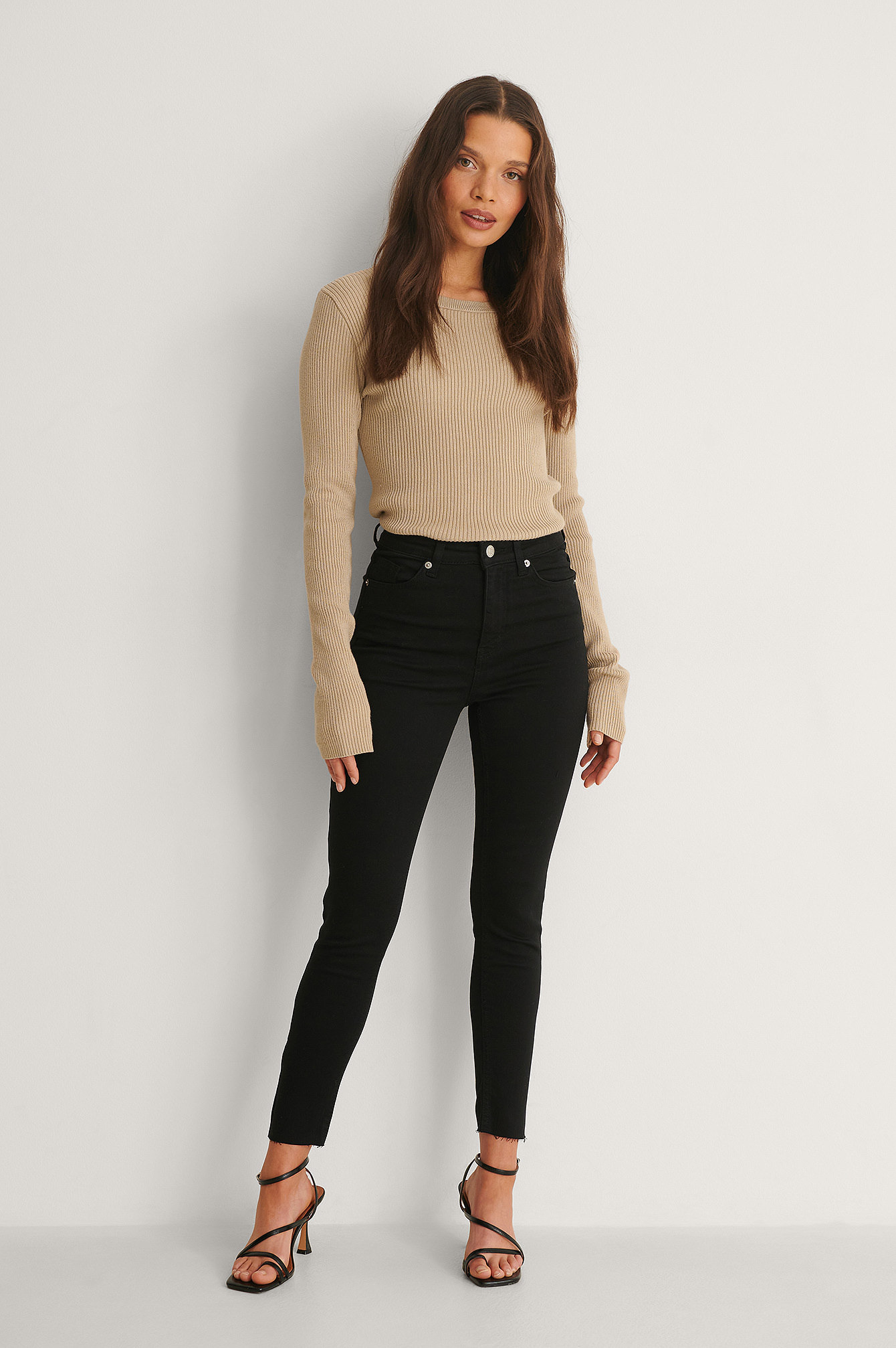 Skinny High Waist Raw Hem Jeans Petite 