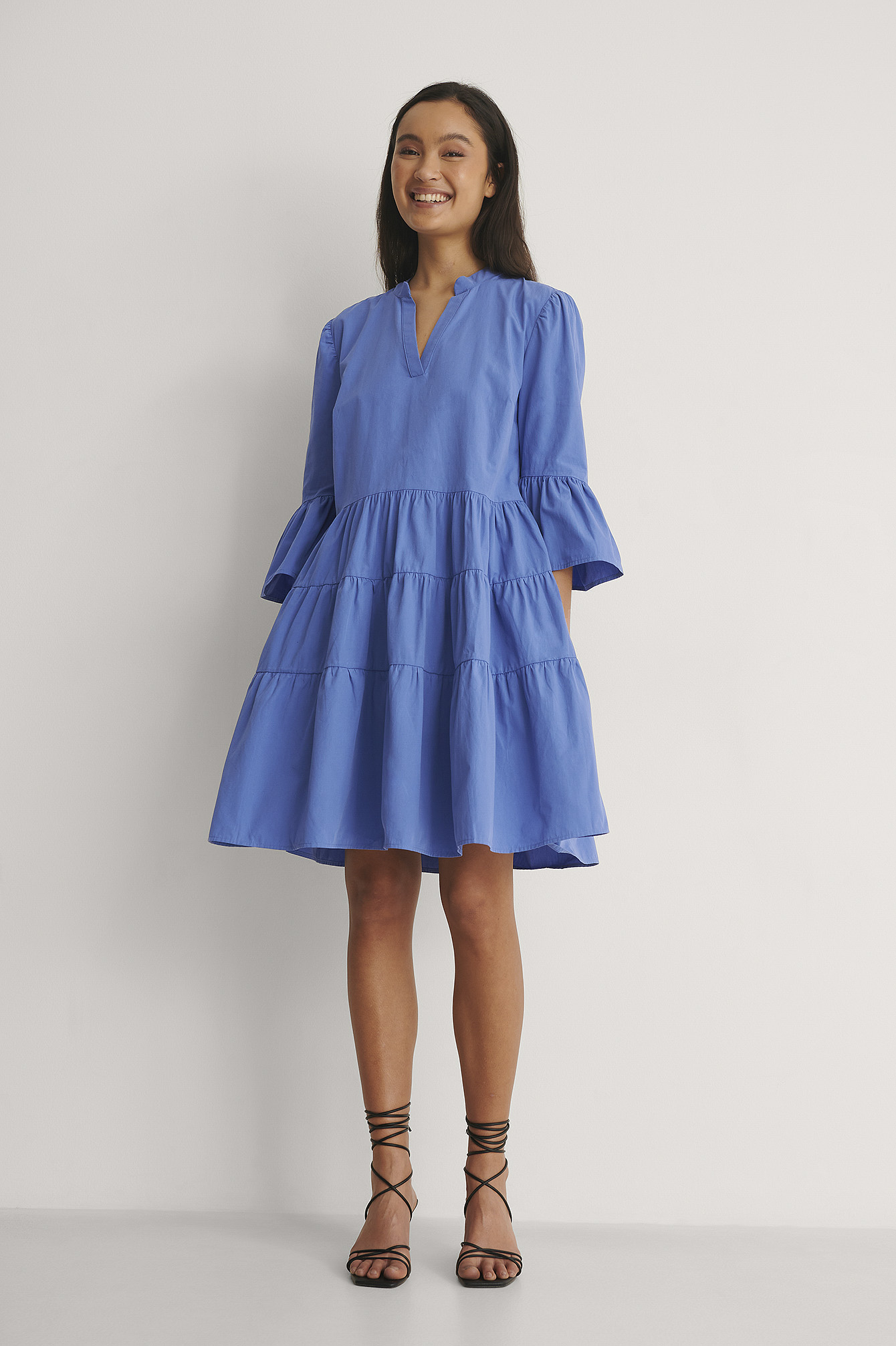 Flowy Cotton Dress Blue | na-kd.com