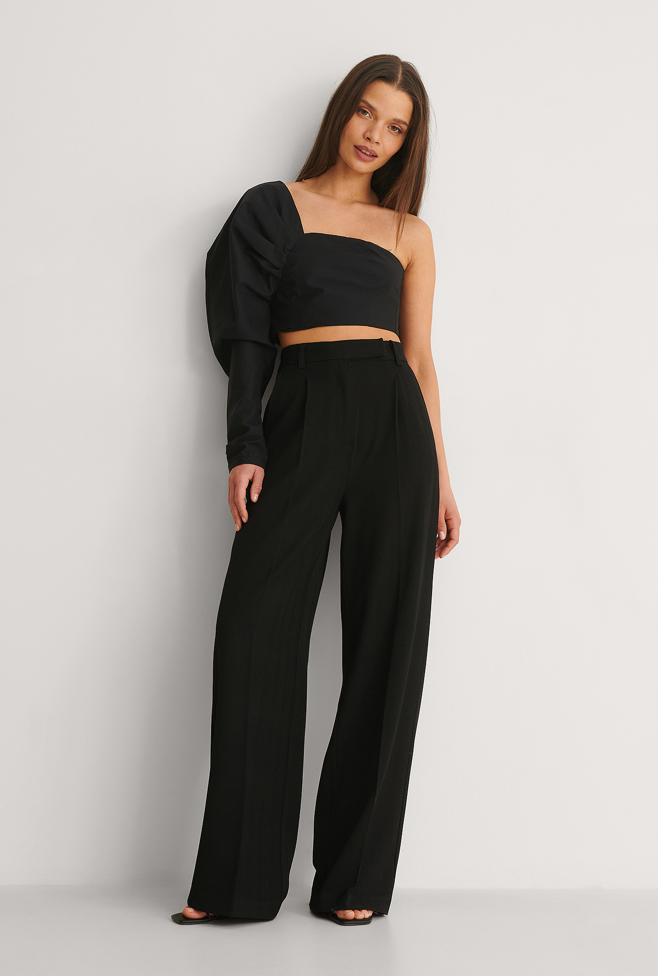 One Shoulder Ruffle Top Black | na-kd.com