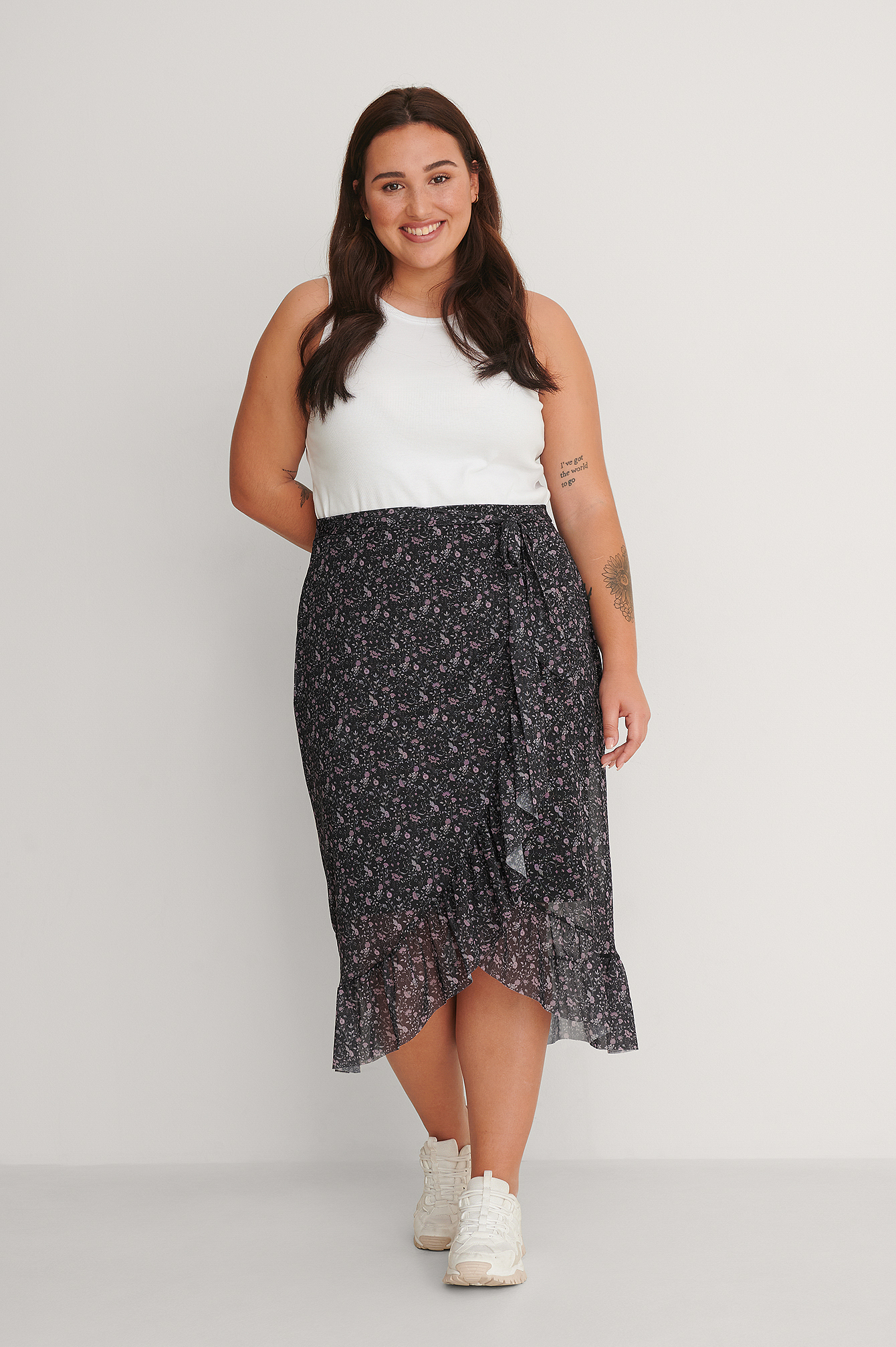 Wrap Detail Mesh Skirt Flower