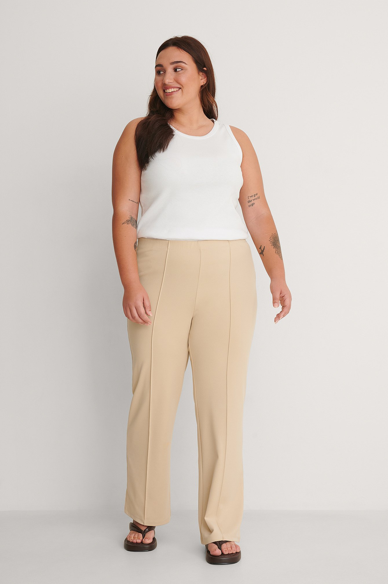 Crepe Seam Detail Pants Outfit