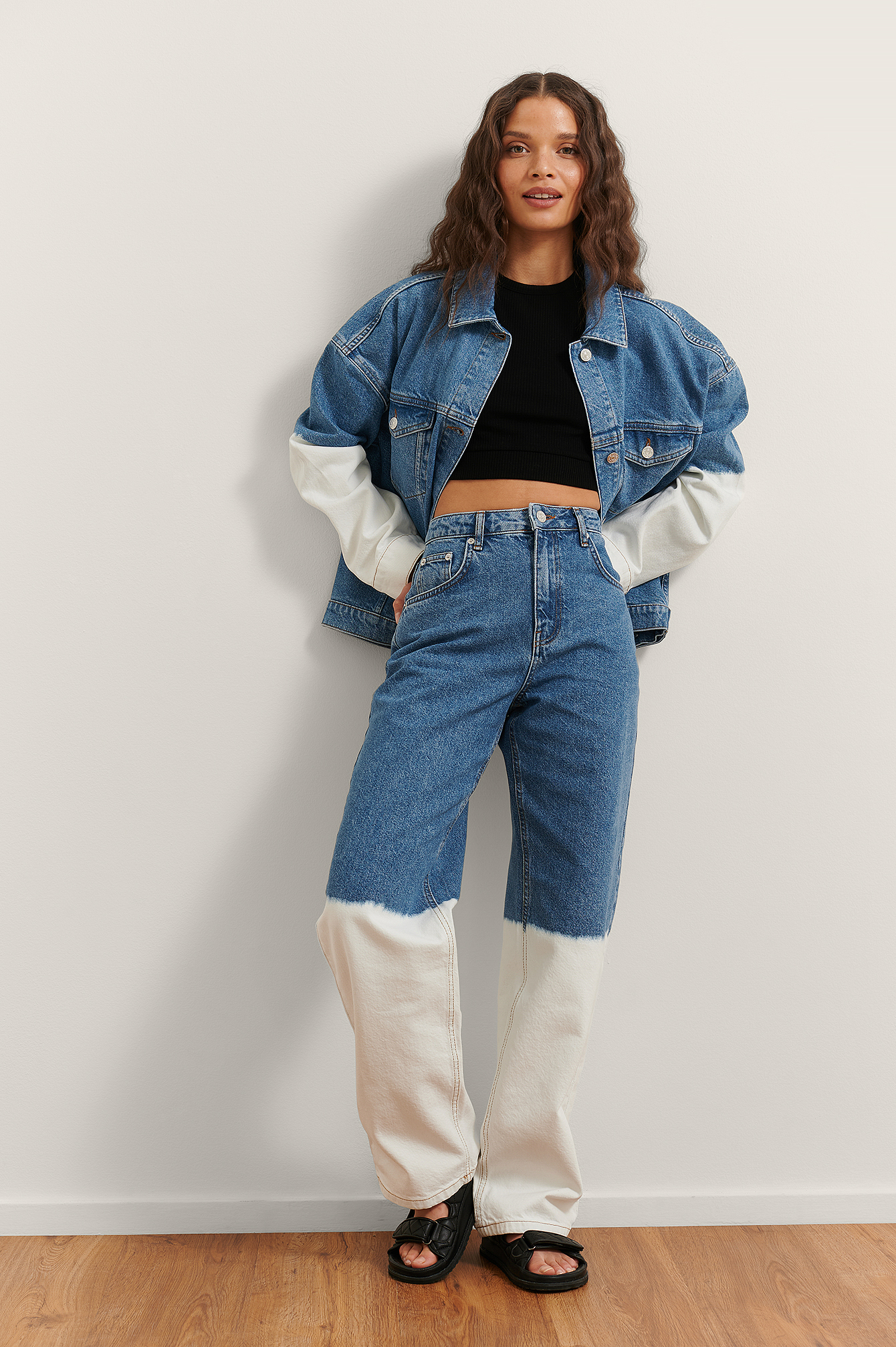 Organic Two Coloured Denim Jacket Blue 