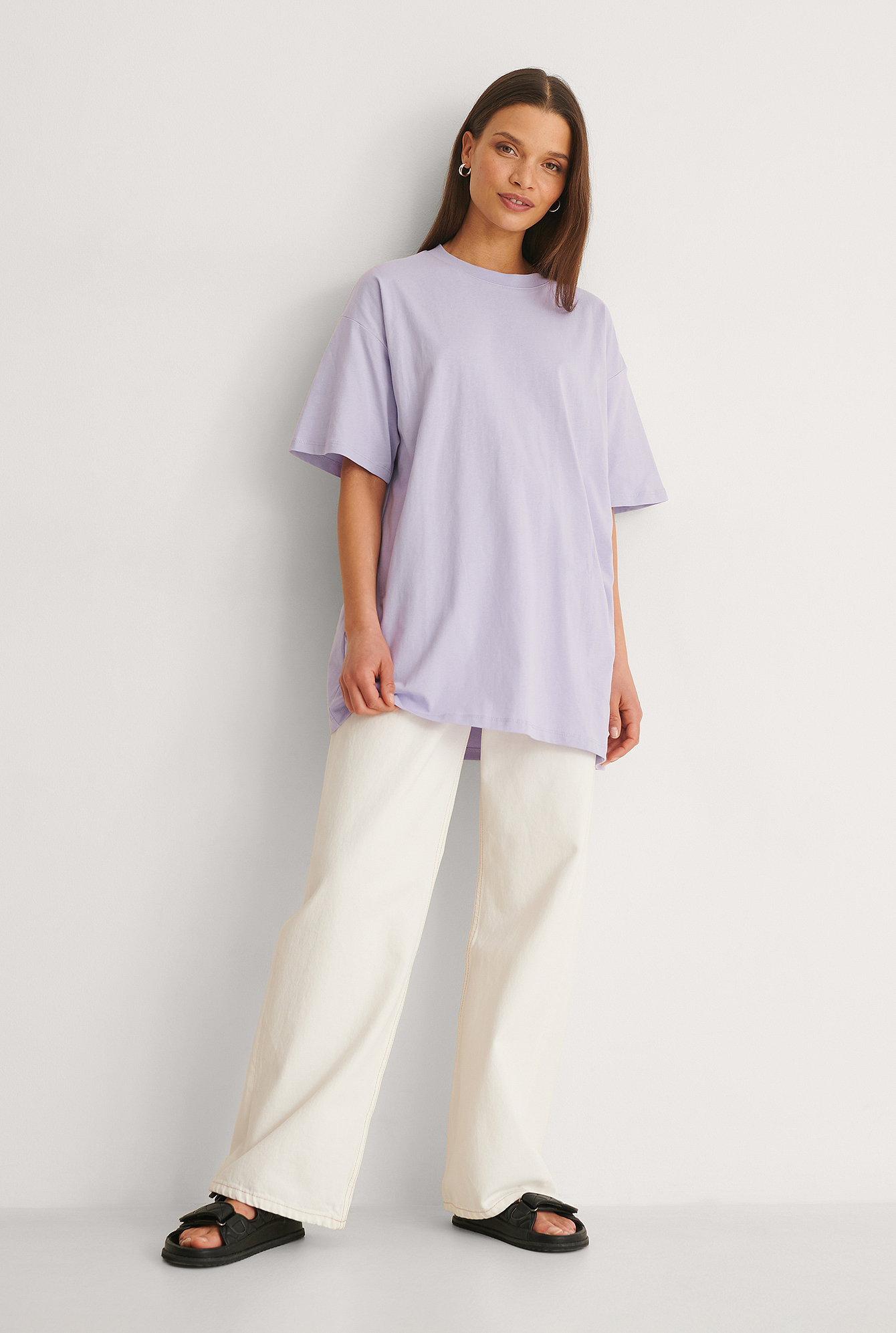 Lilac Organic Oversize T-Shirt mit rundem Ausschnitt
