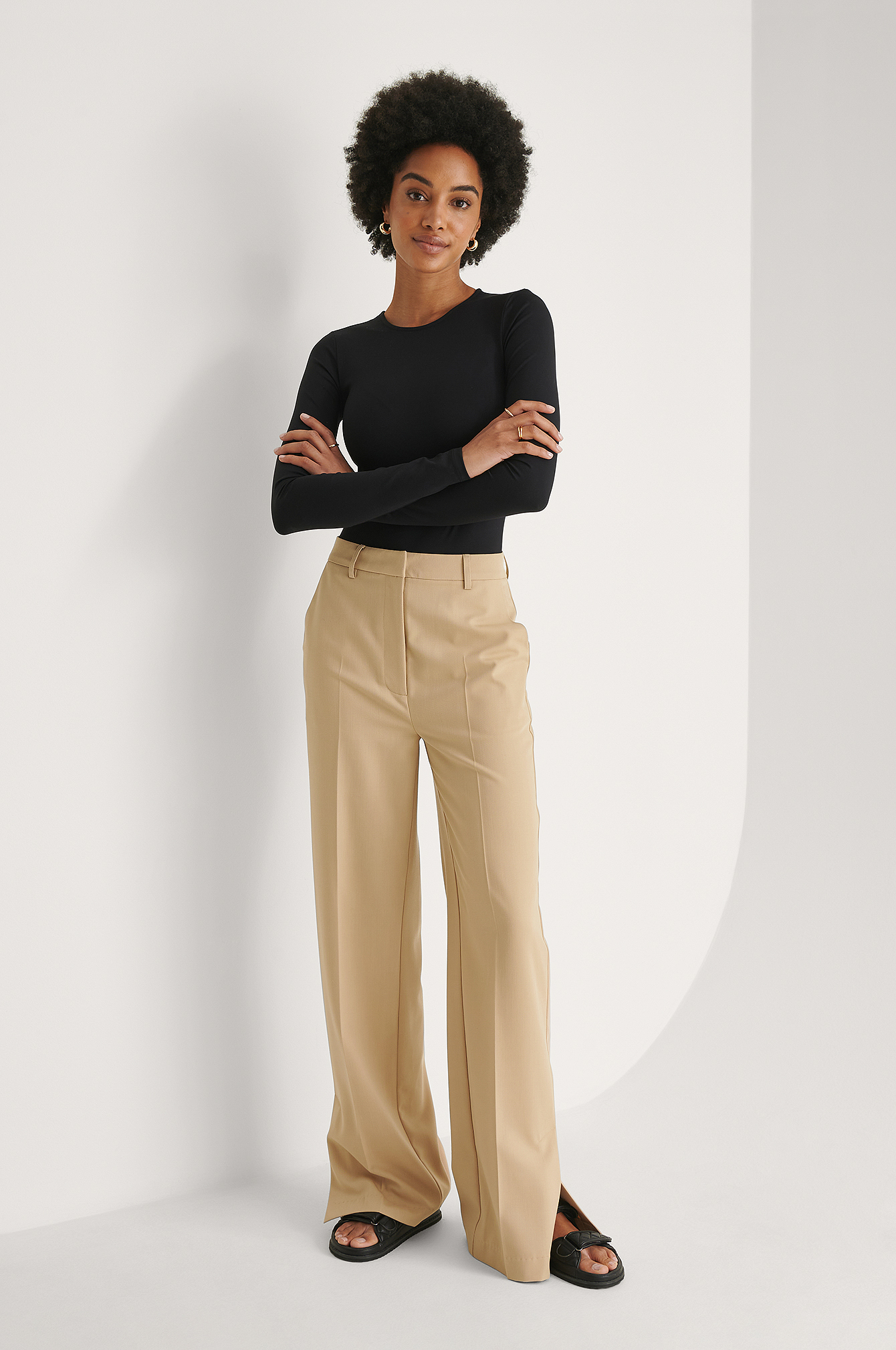 Loose Fit Suit Pants Beige | na-kd.com