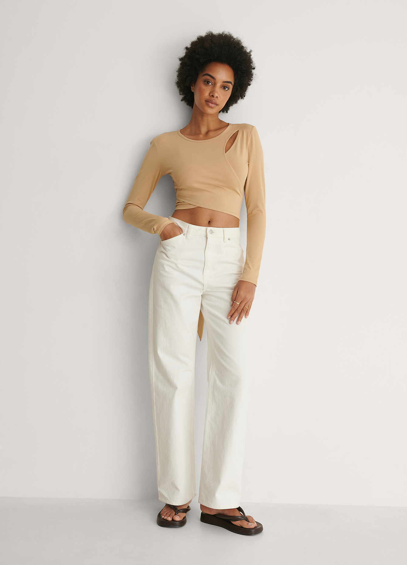Organic Cotton Cut Out Tie Detail Top Outfit
