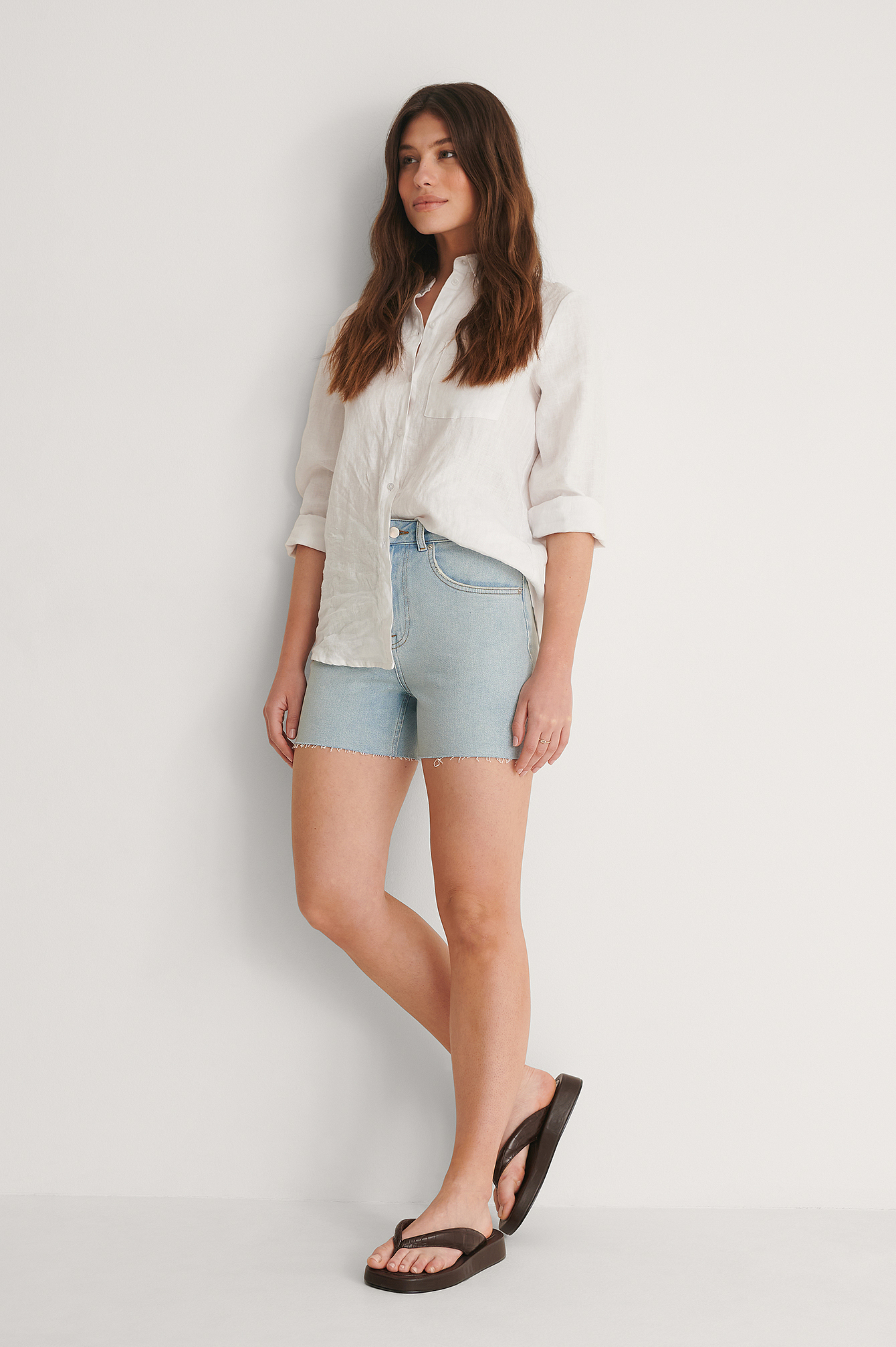 Organic Cotton Raw Edge Denim Shorts 