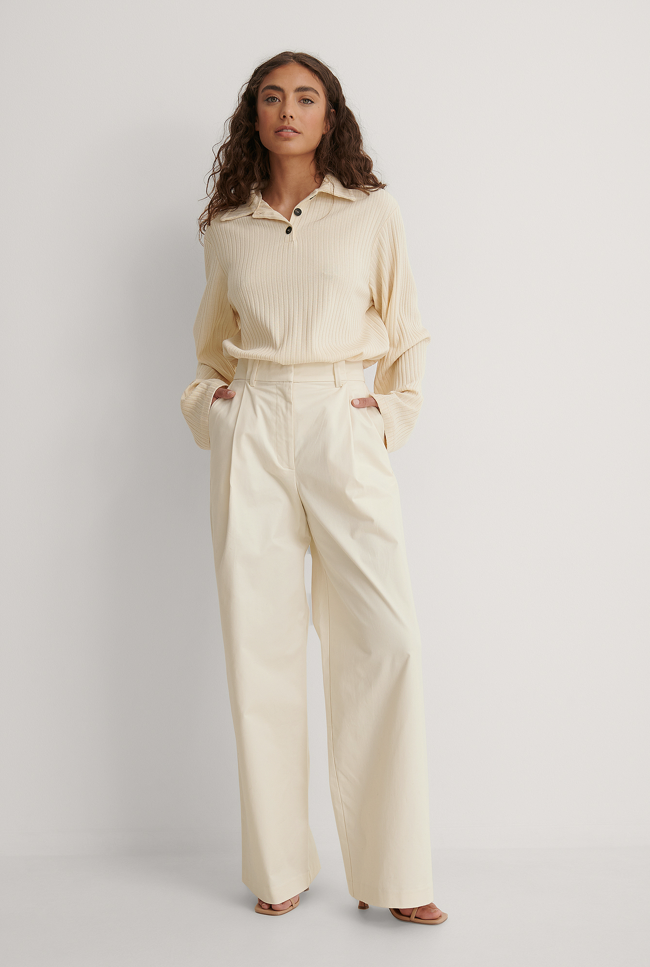 Wide Twill Cotton Pants Outfit