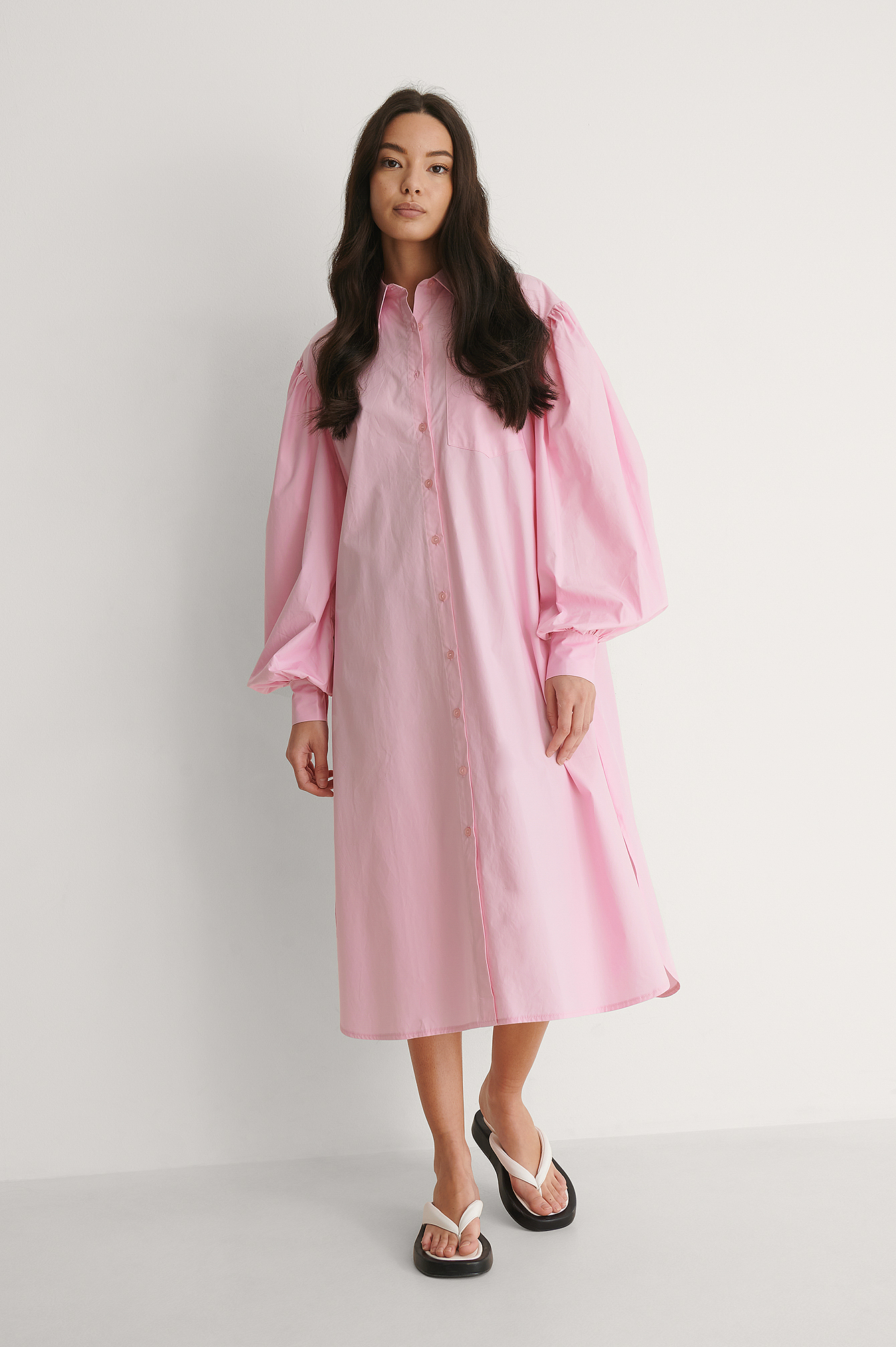 Organic Oversized Shirt Dress Pink