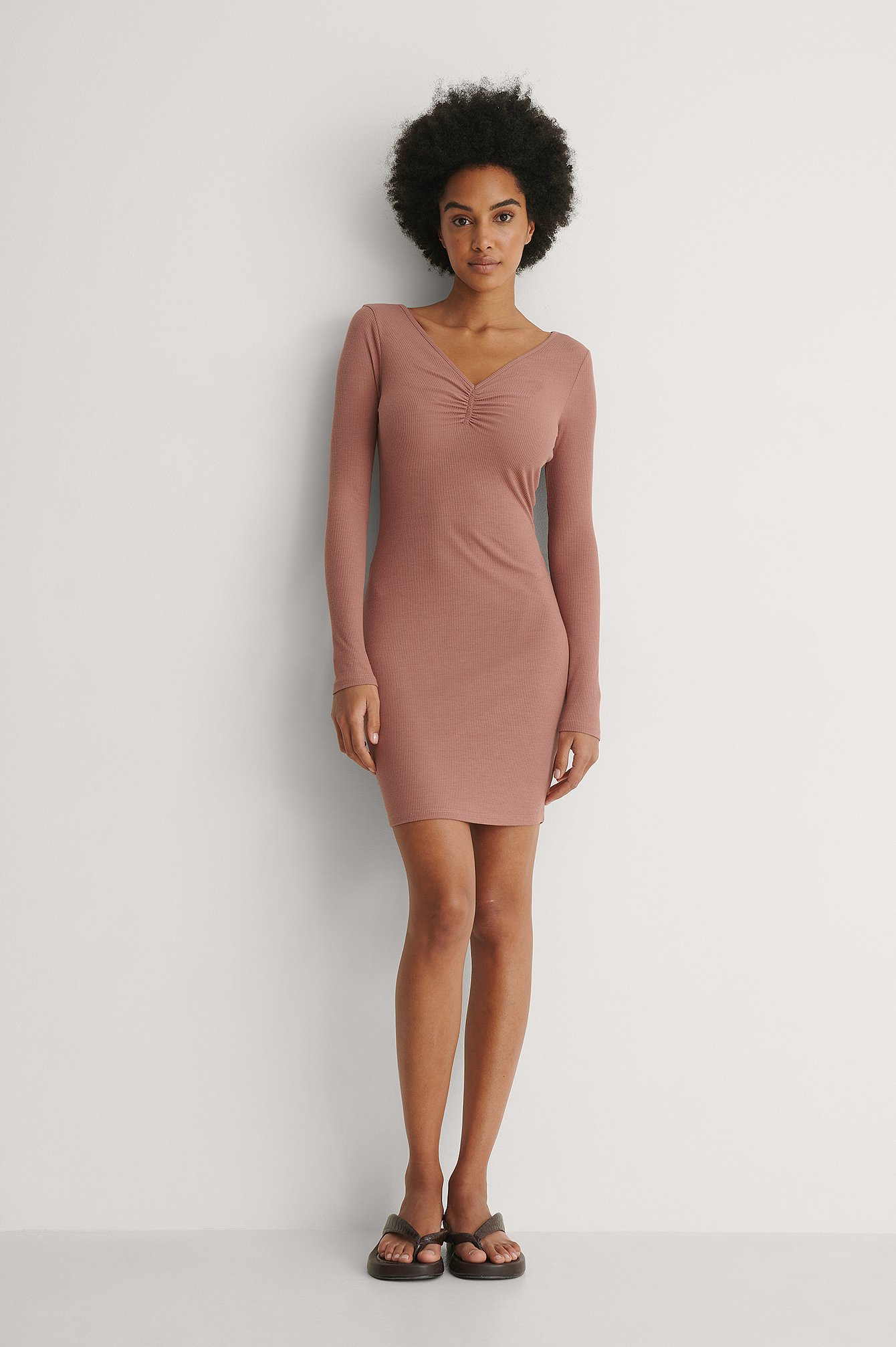 Ruched Rib Dress Outfit.