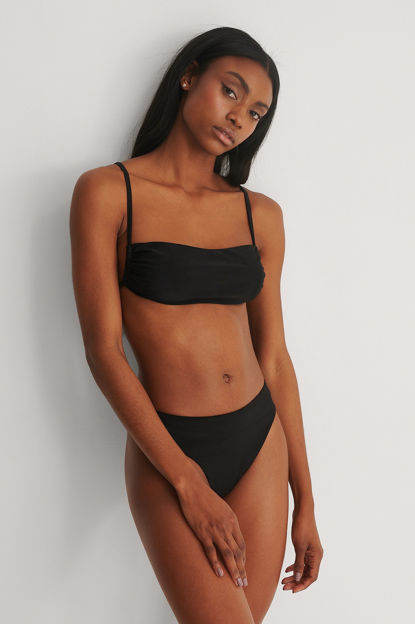 Black Recycled Ribbed Sporty Bikini Top