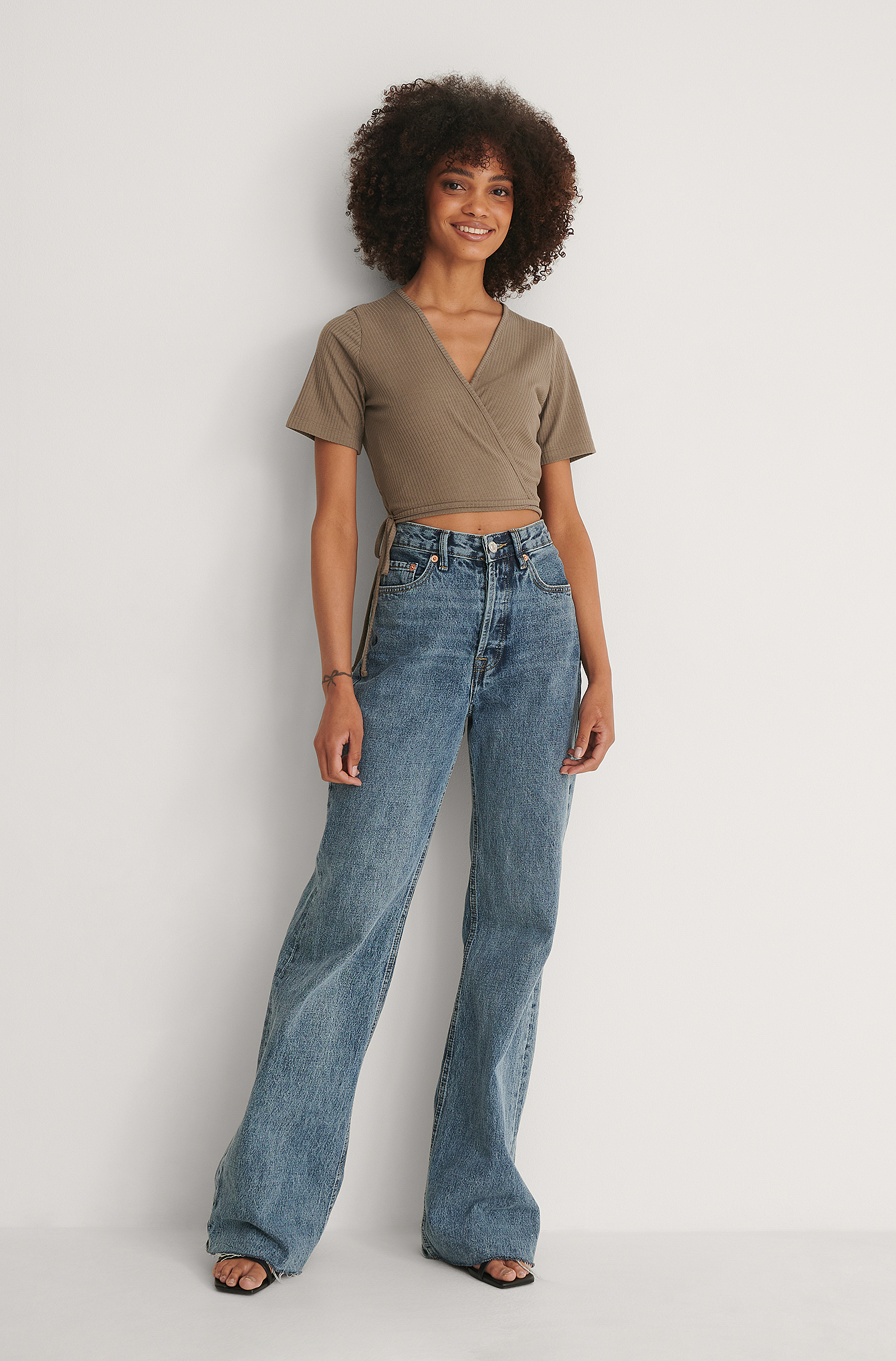 Wide Leg Skater Denim Blue | na-kd.com