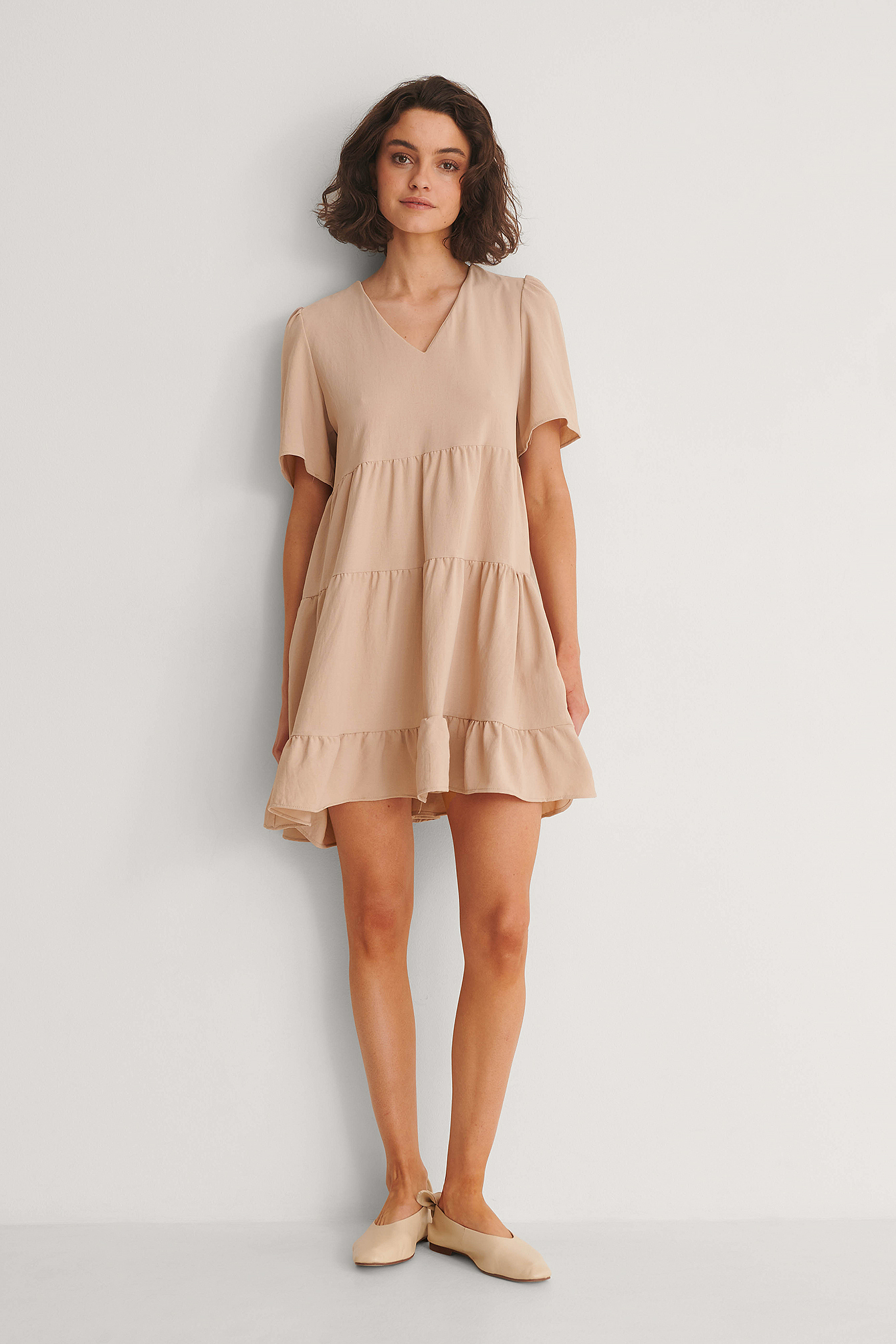 Carmen Summer Dress Beige | na-kd.com