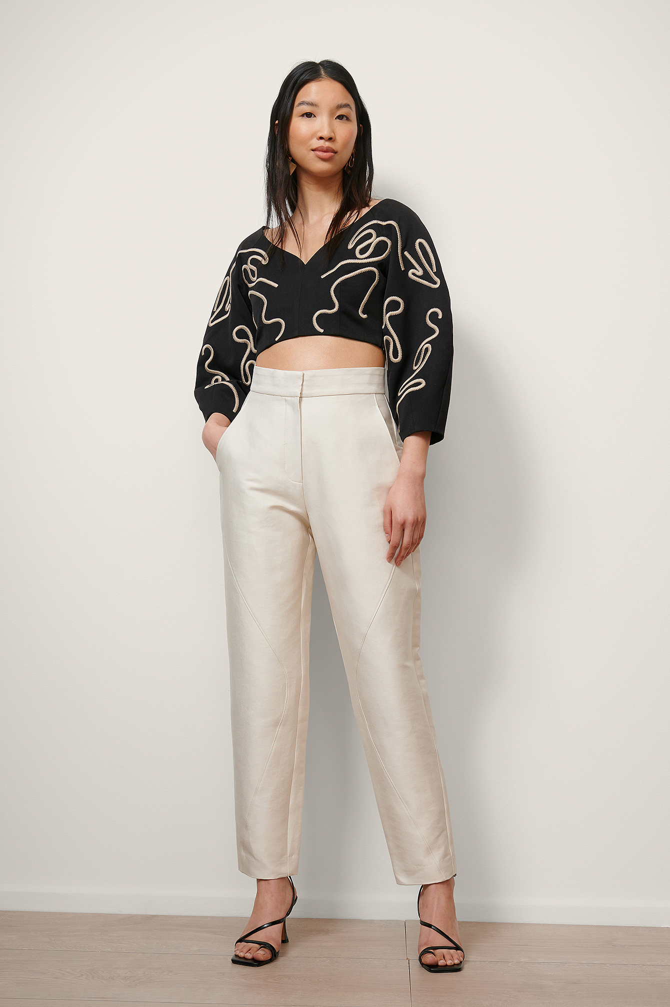 Wavy Seamline Suit Pants Beige | na-kd.com