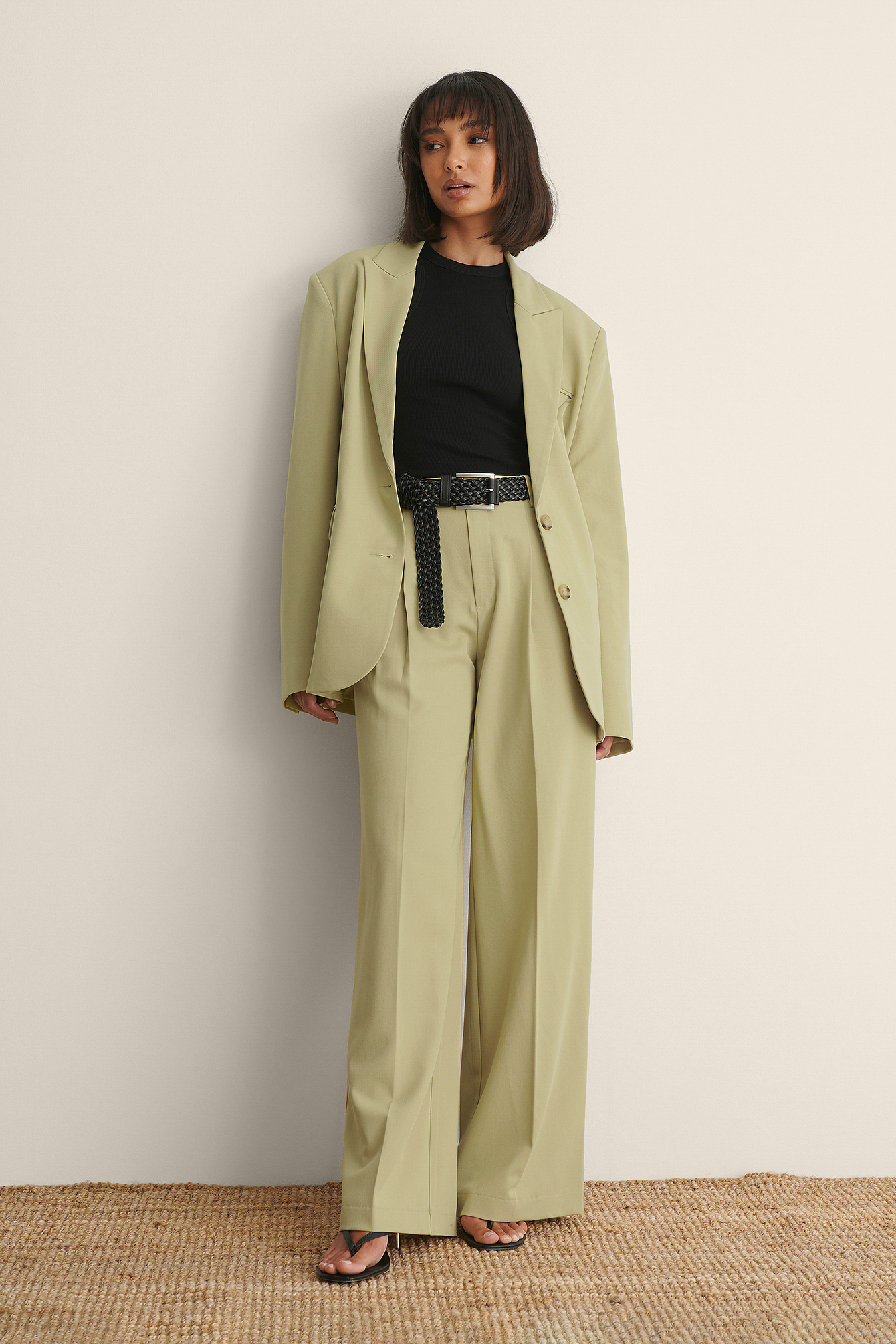Oversized Suit Pants Green | na-kd.com