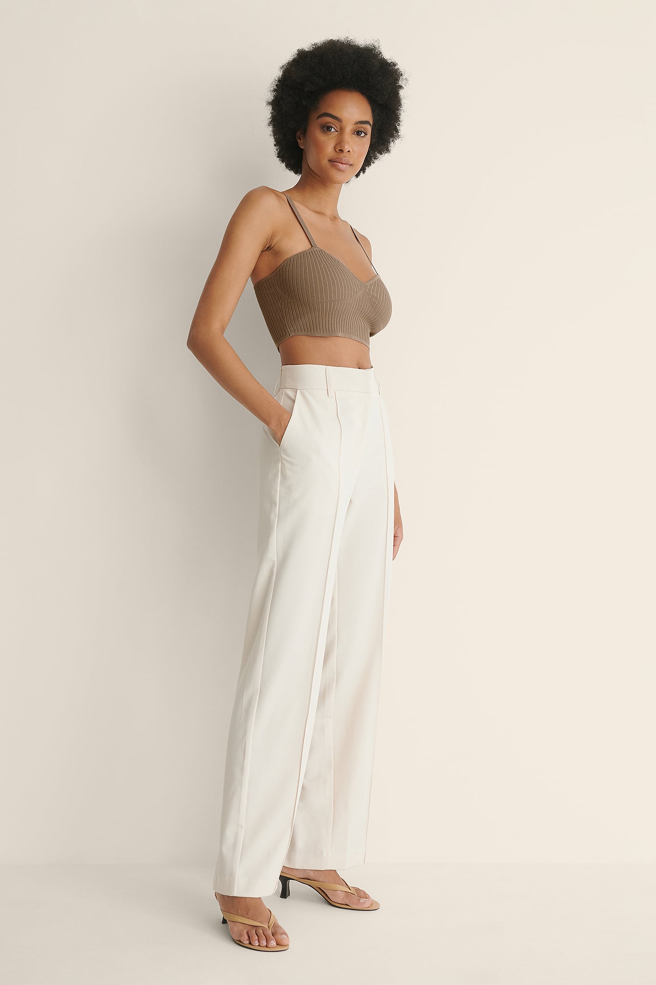 Back Slit Suit Pants Offwhite | na-kd.com