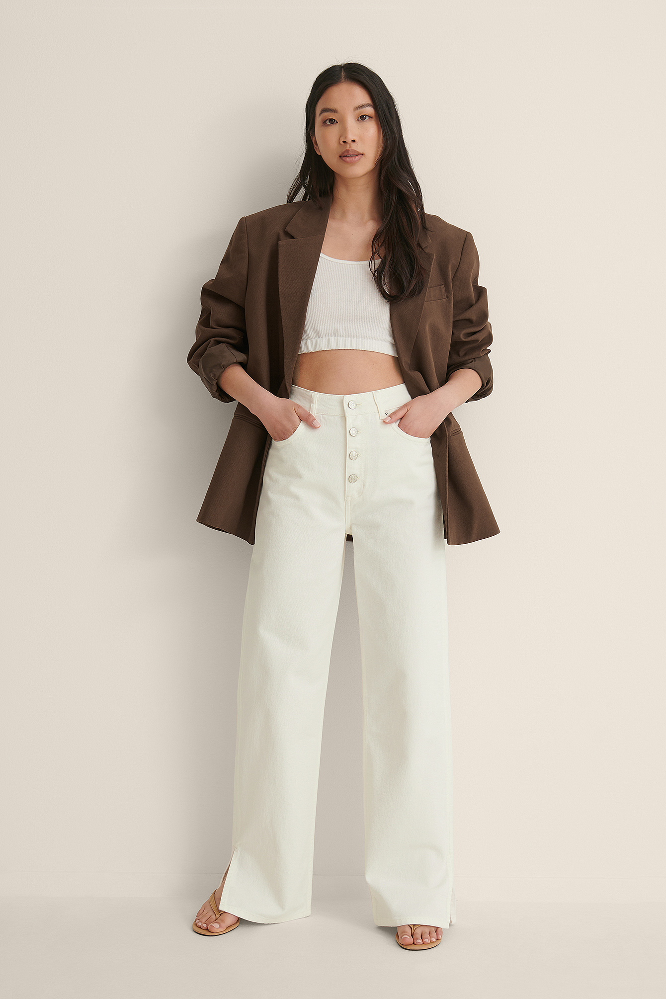 Straight Leg Slit Denim White | na-kd.com
