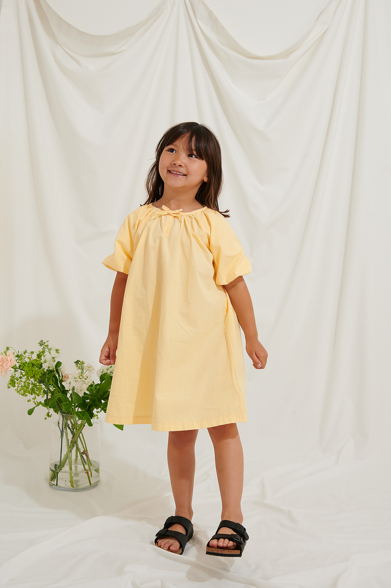 Organic Puff Sleeve Volume Dress Outfit.