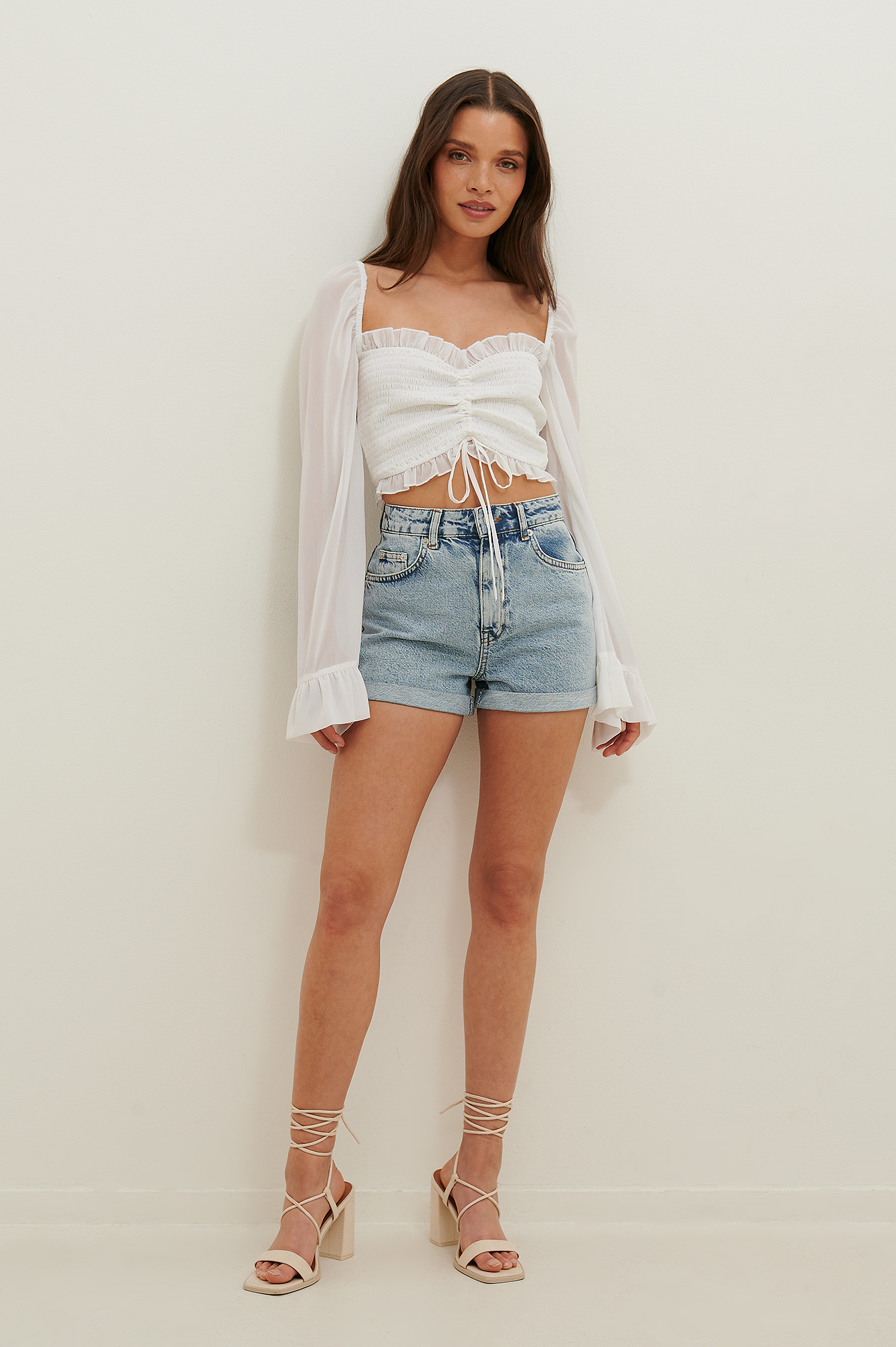 Long Sleeve Smock Blouse White | na-kd.com