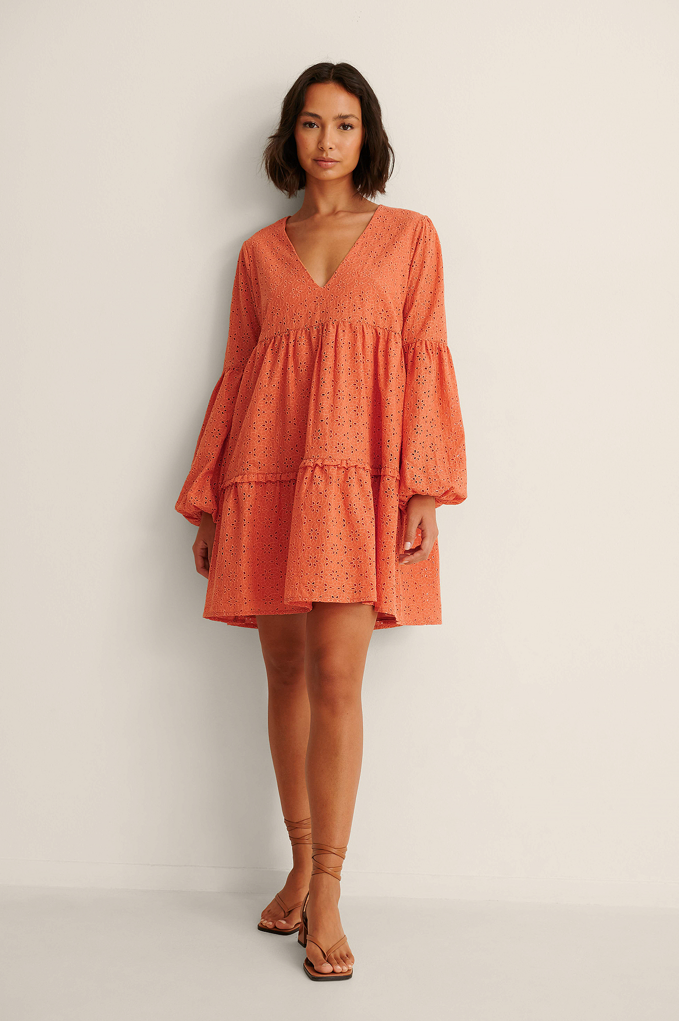 Anglaise V-neck Frill Dress Outfit.
