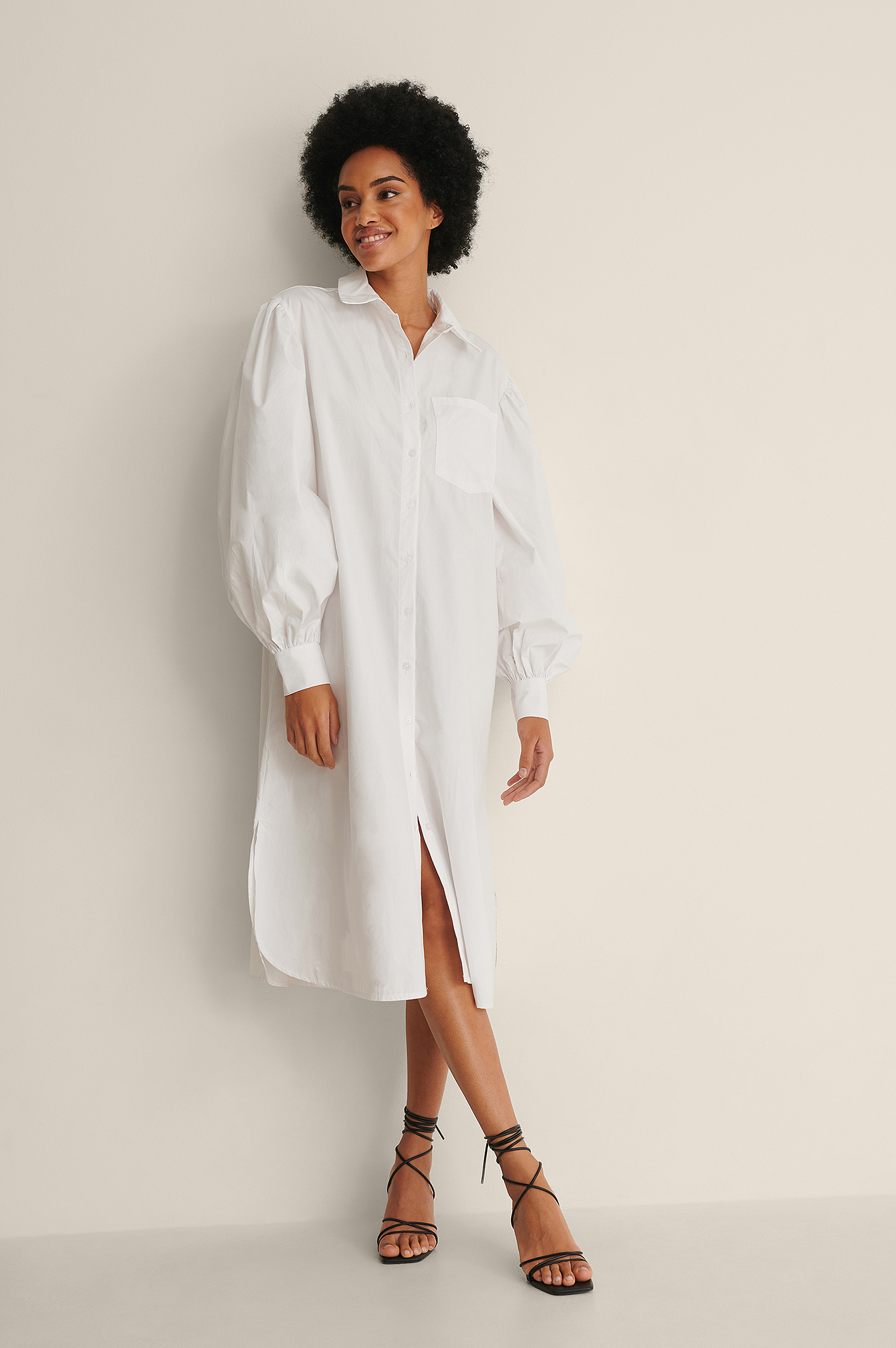 Organic Oversized Shirt Dress White 