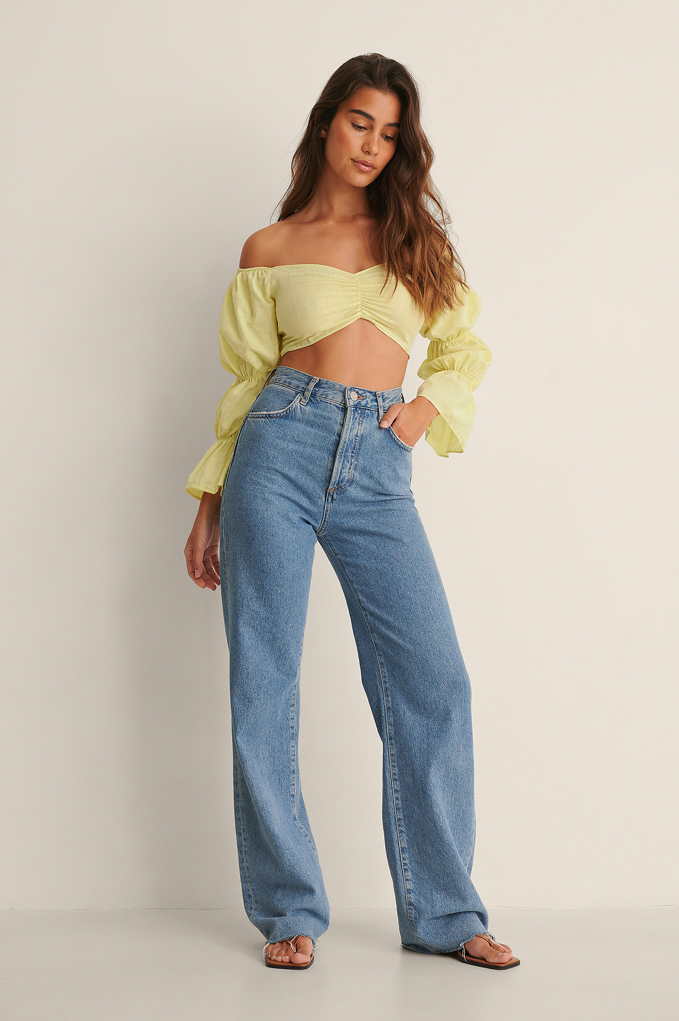 Sleeve Detail Crop Top Outfit