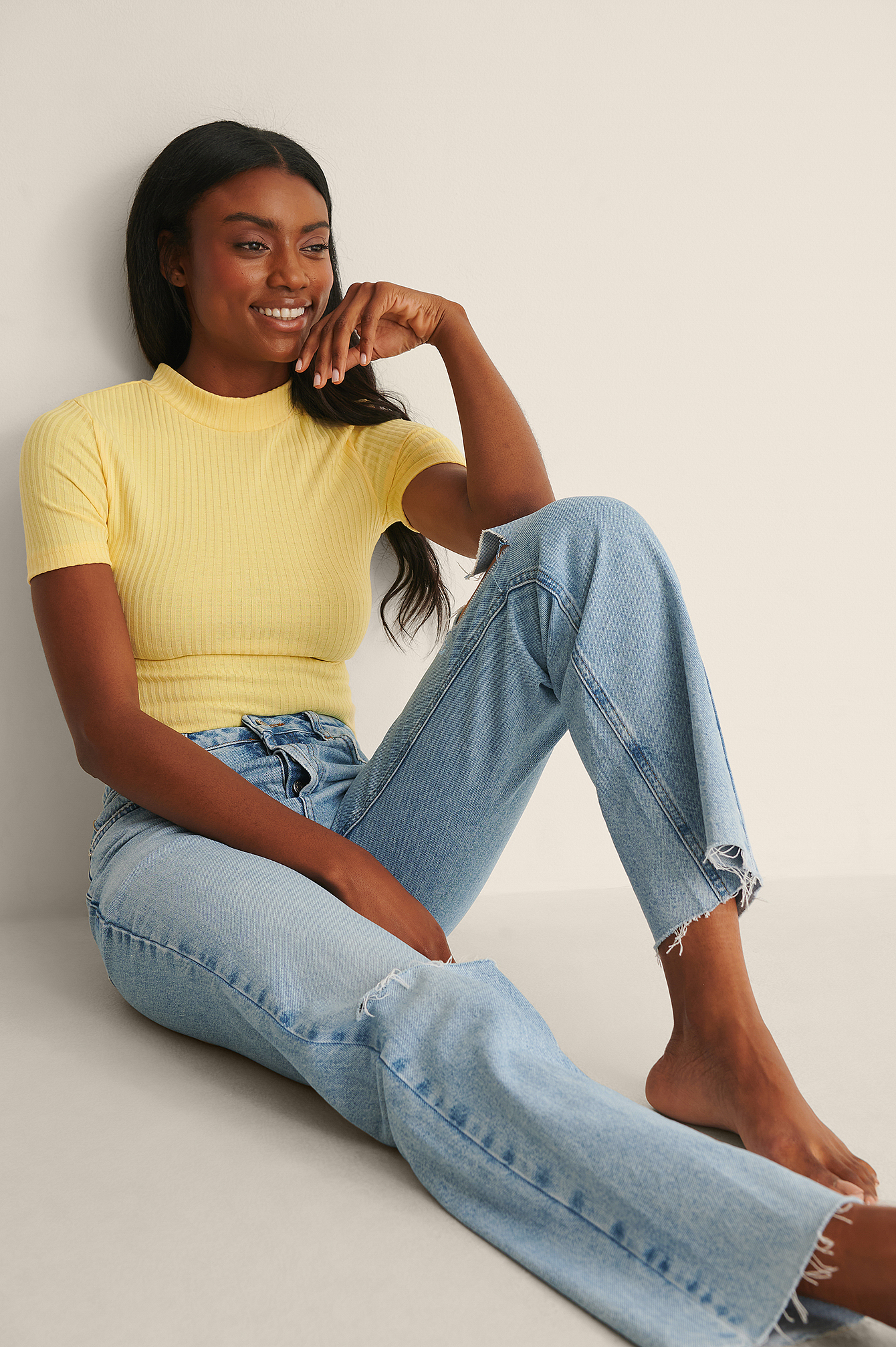 Round Neck Short Sleeve Top Yellow