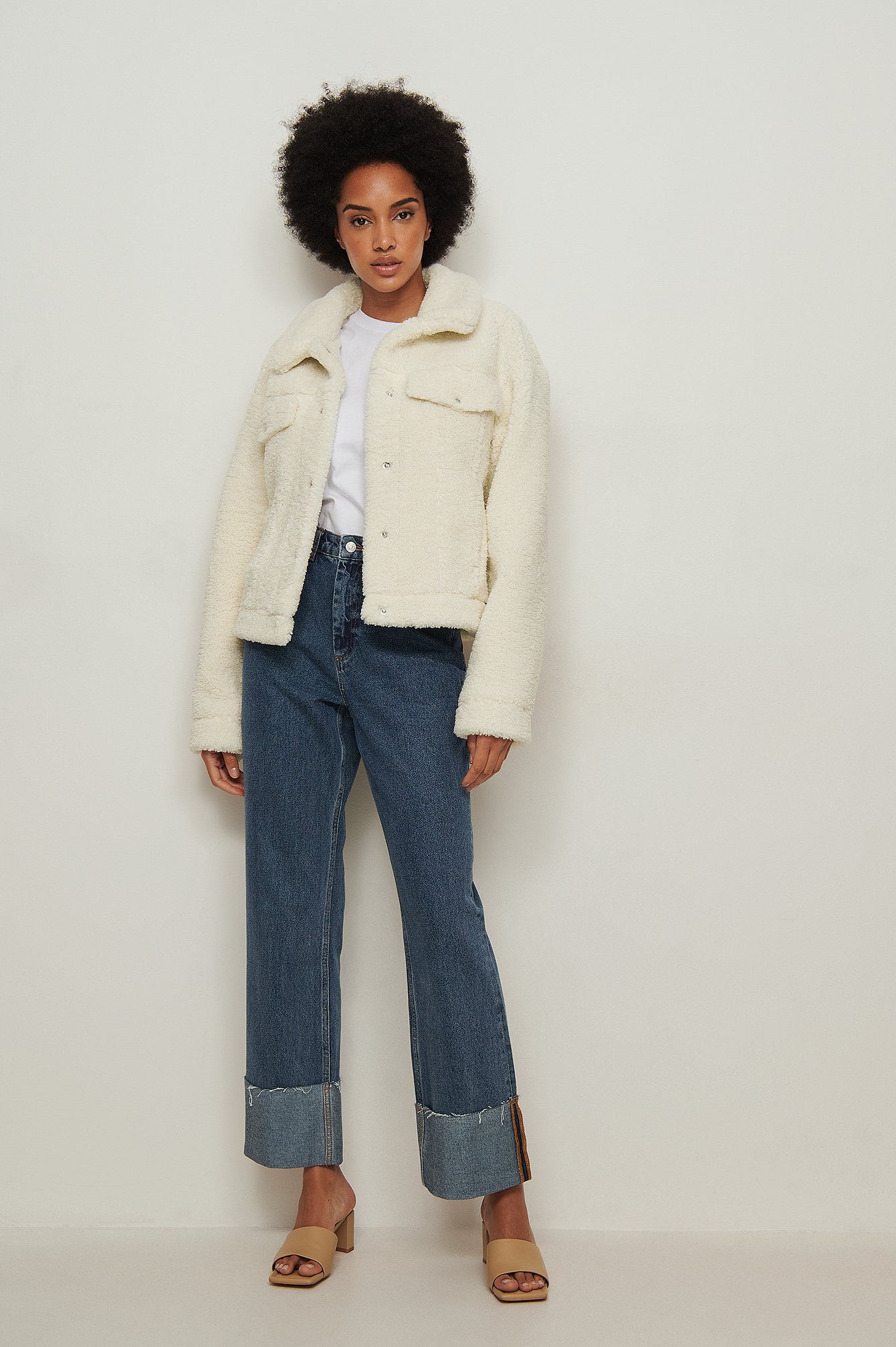 Offwhite Recycled Bonded Teddy Jacket