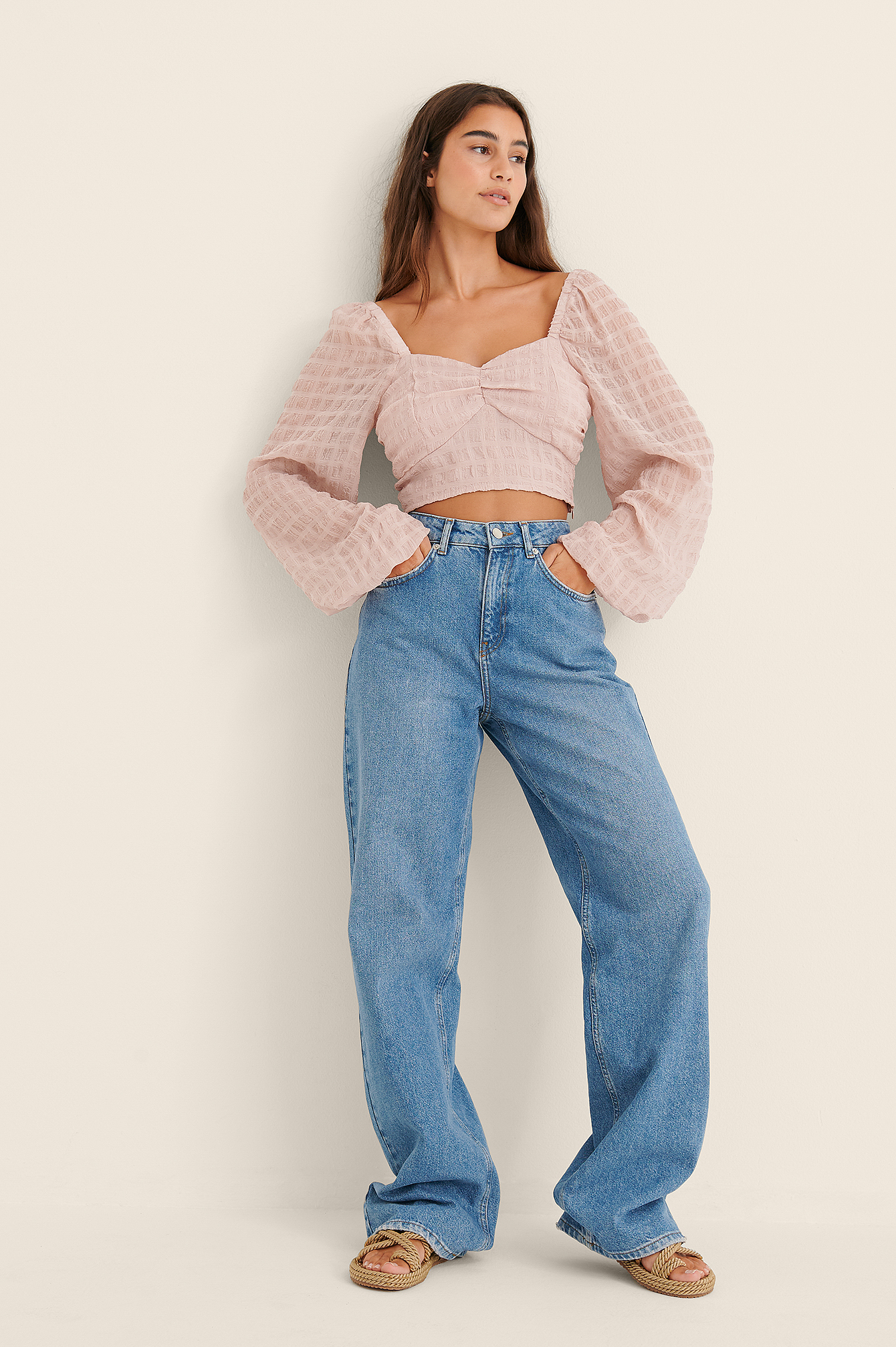 Dusty Pink Structured Crop Blouse
