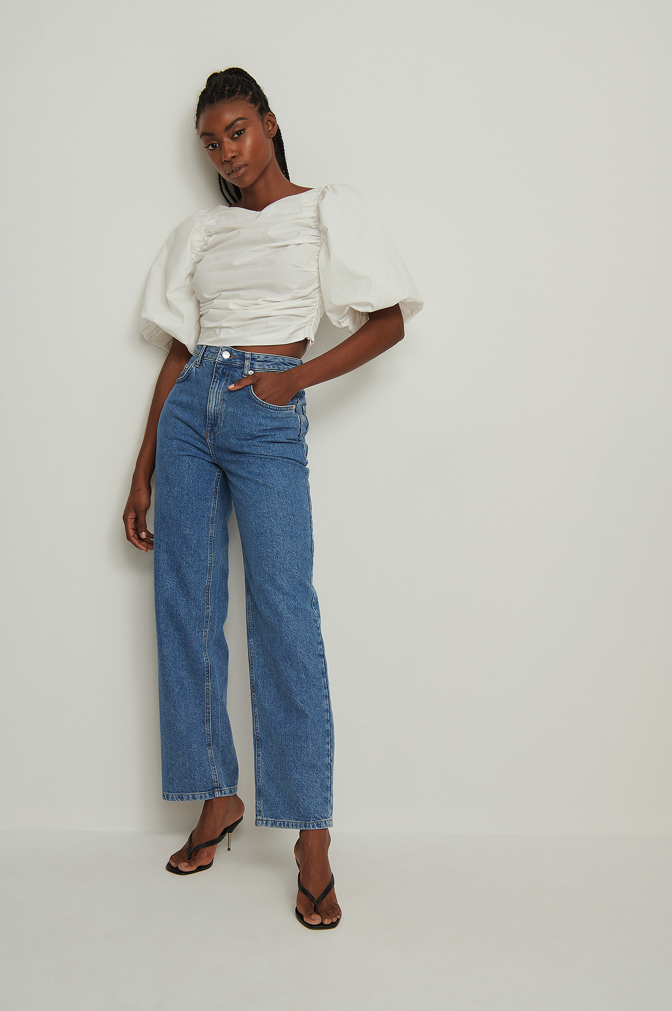 Gathered Front Cotton Top Outfit