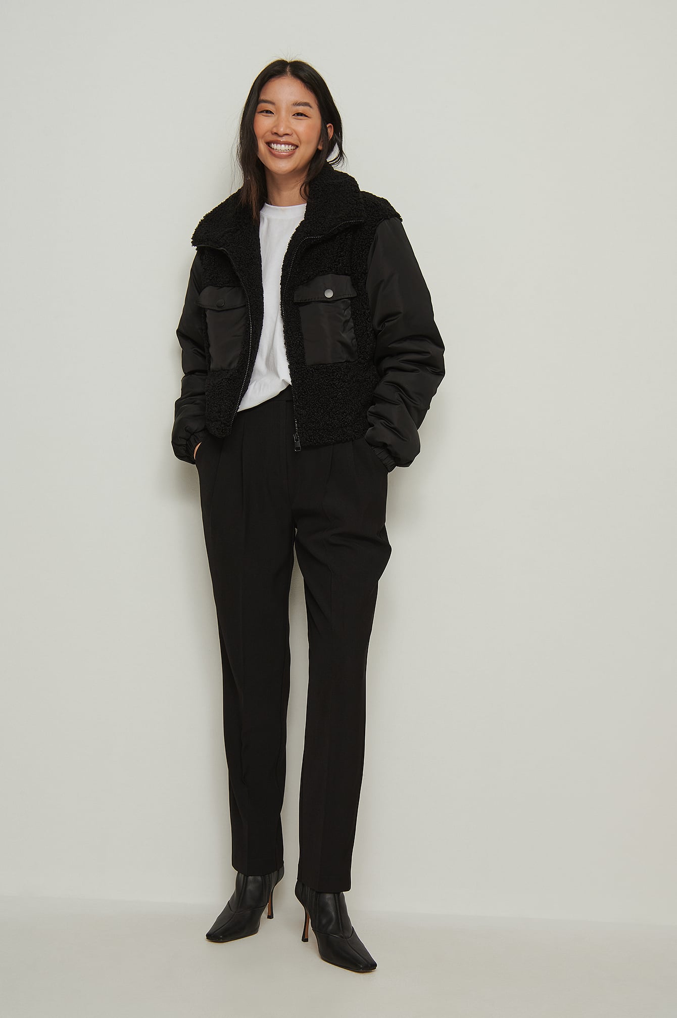 patch pocket teddy coat