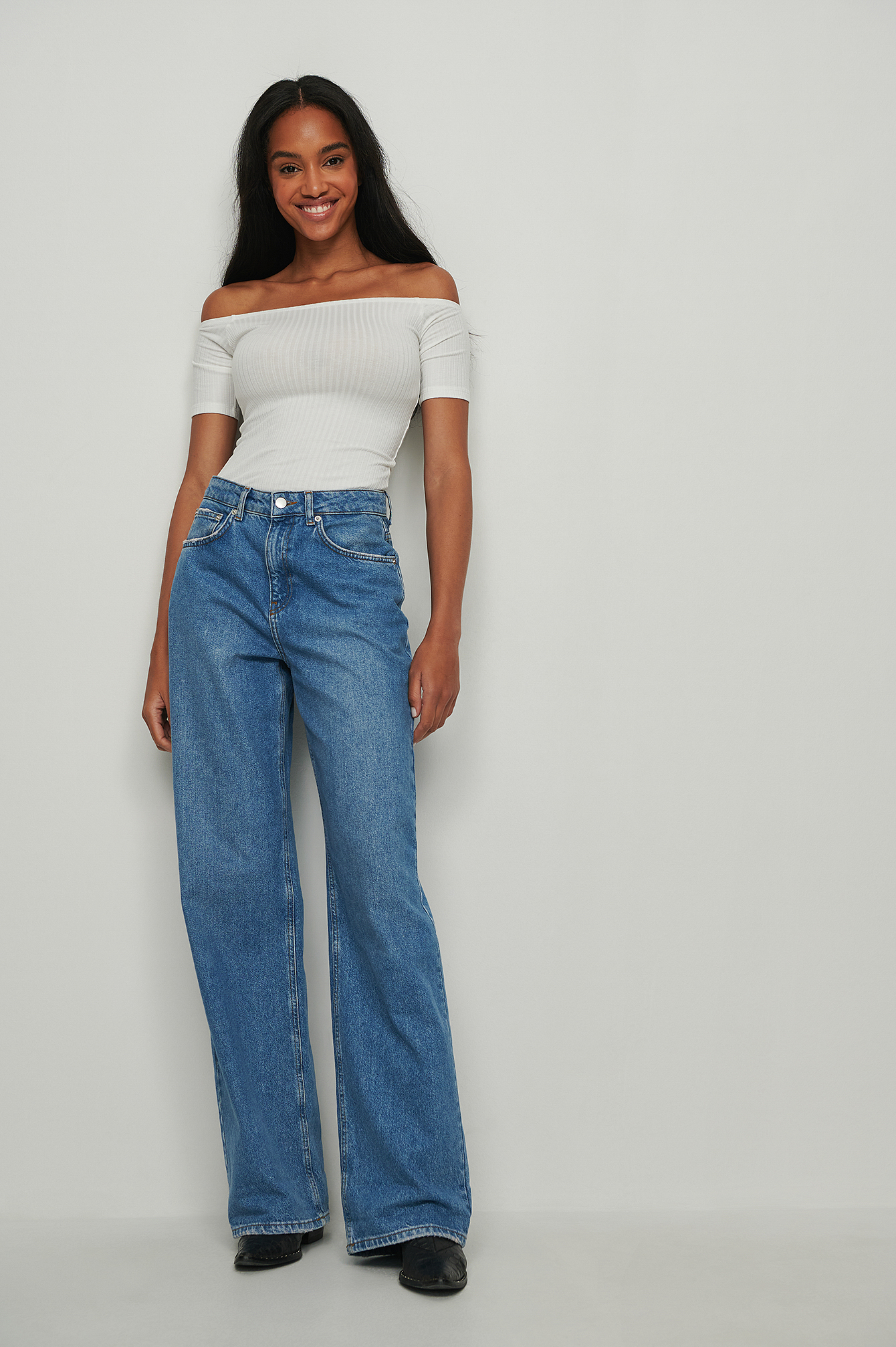 Off Shoulder Ribbed Top White | na-kd.com