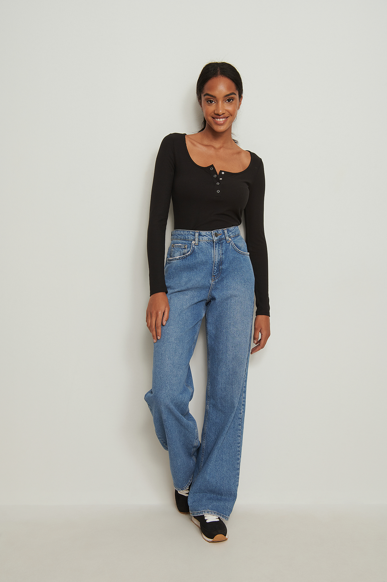 black button long sleeve top