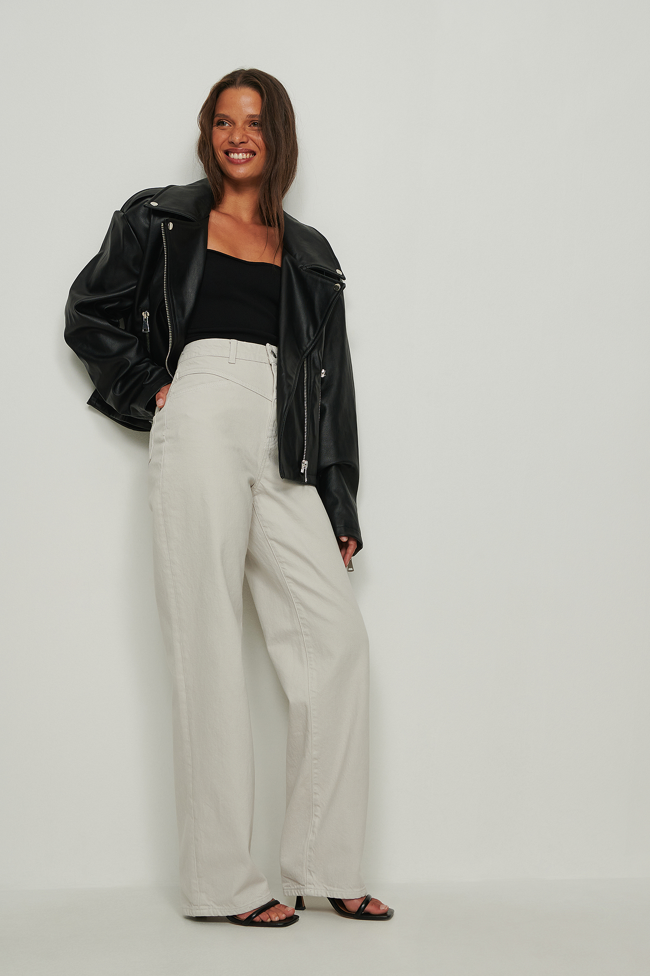 Oversized Biker PU Jacket Black | na-kd.com