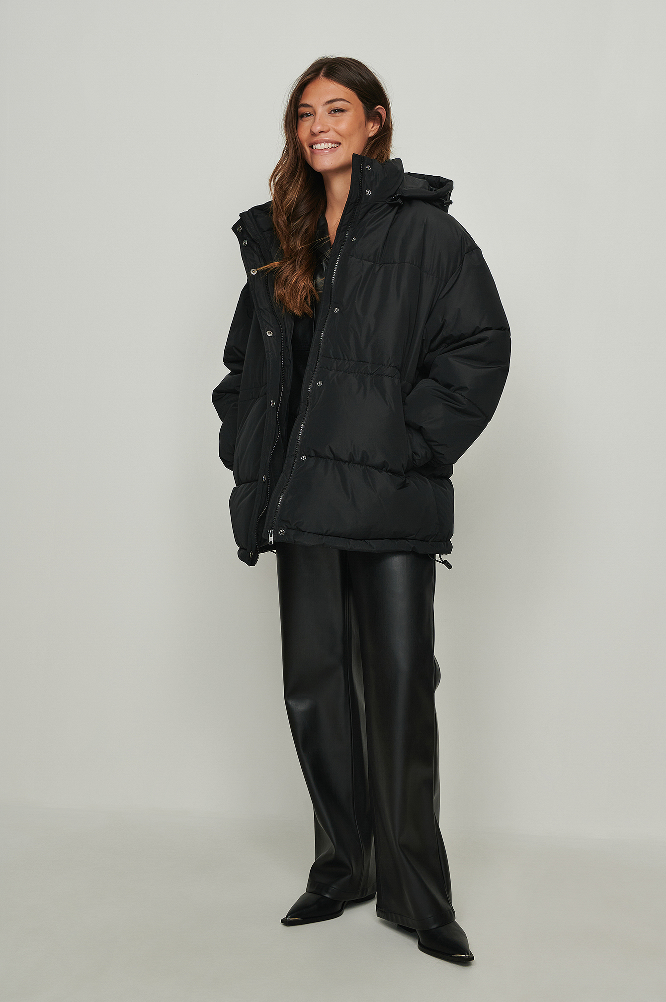 Recycled Waist Drawstring Padded Jacket 