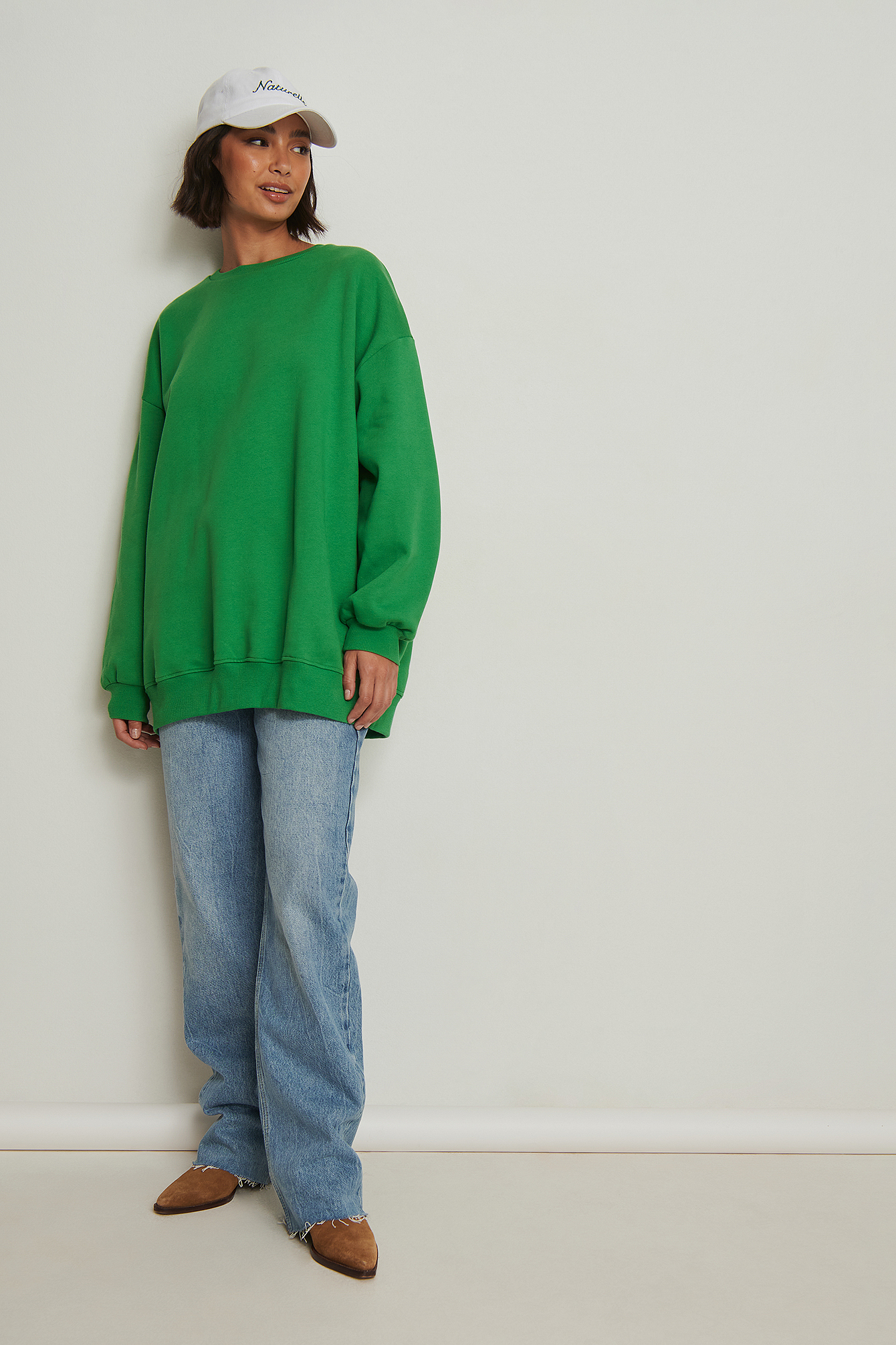 Oversized Brushed Sweatshirt Green | na 