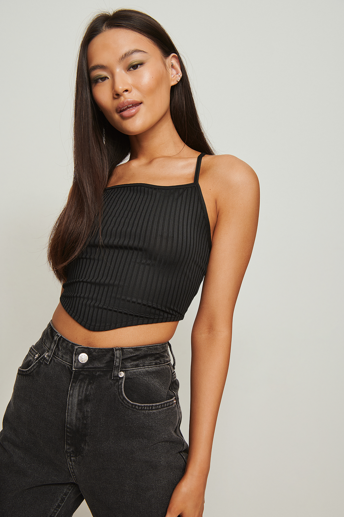 Cross Back Rib Top Outfit