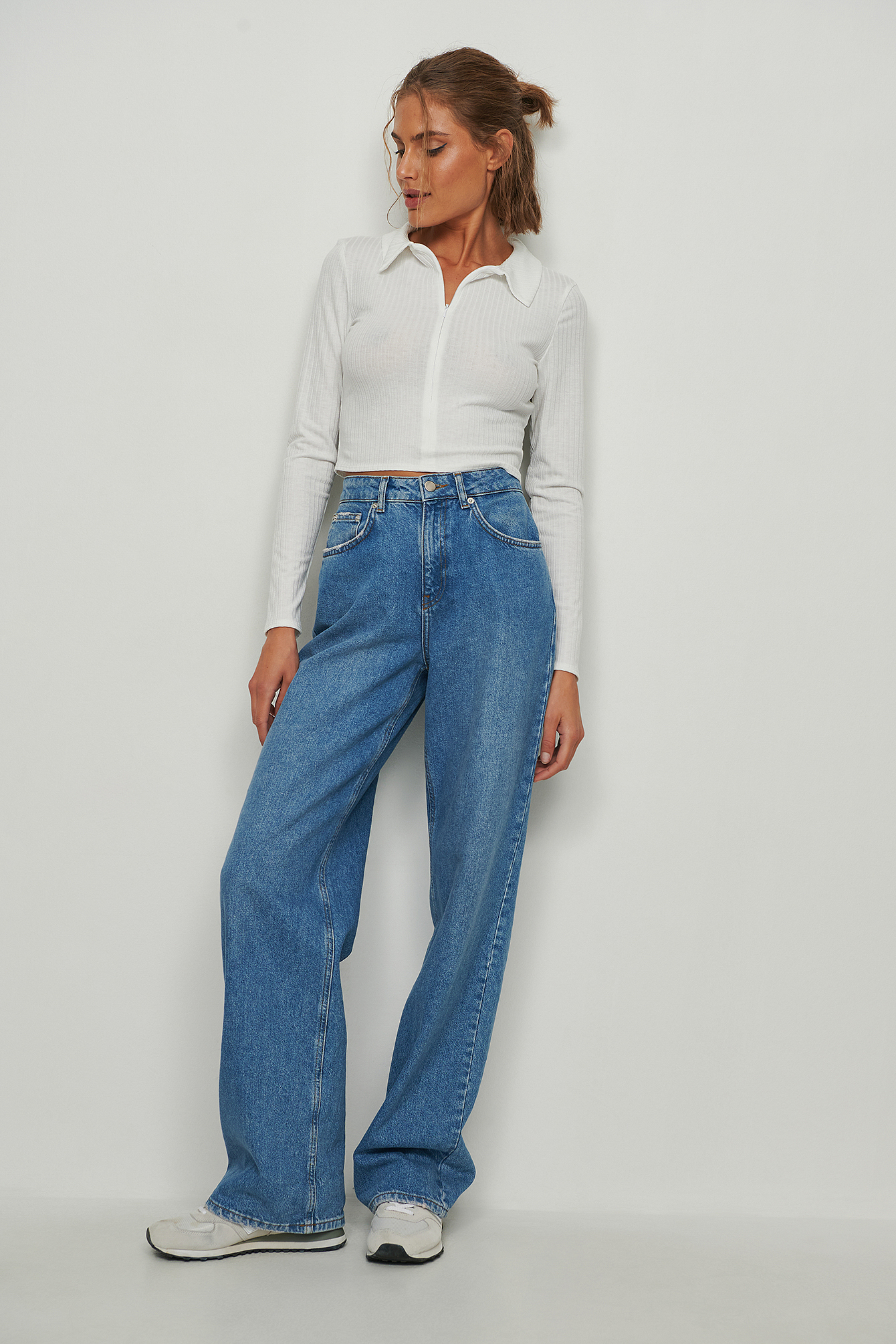 Organic High Waist Wide Leg Long Jeans 