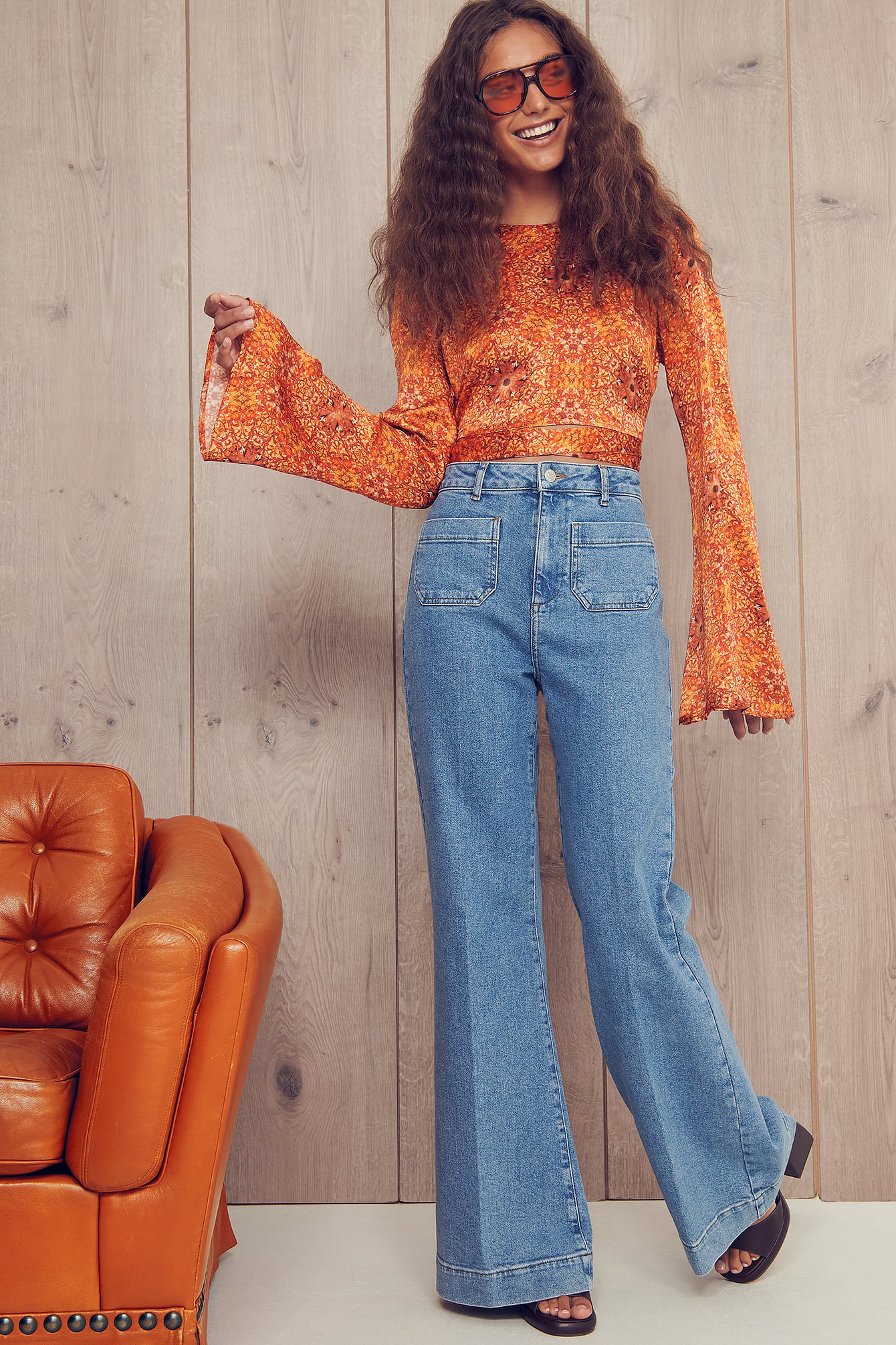 70's Wide Leg Jeans Blue | na-kd.com