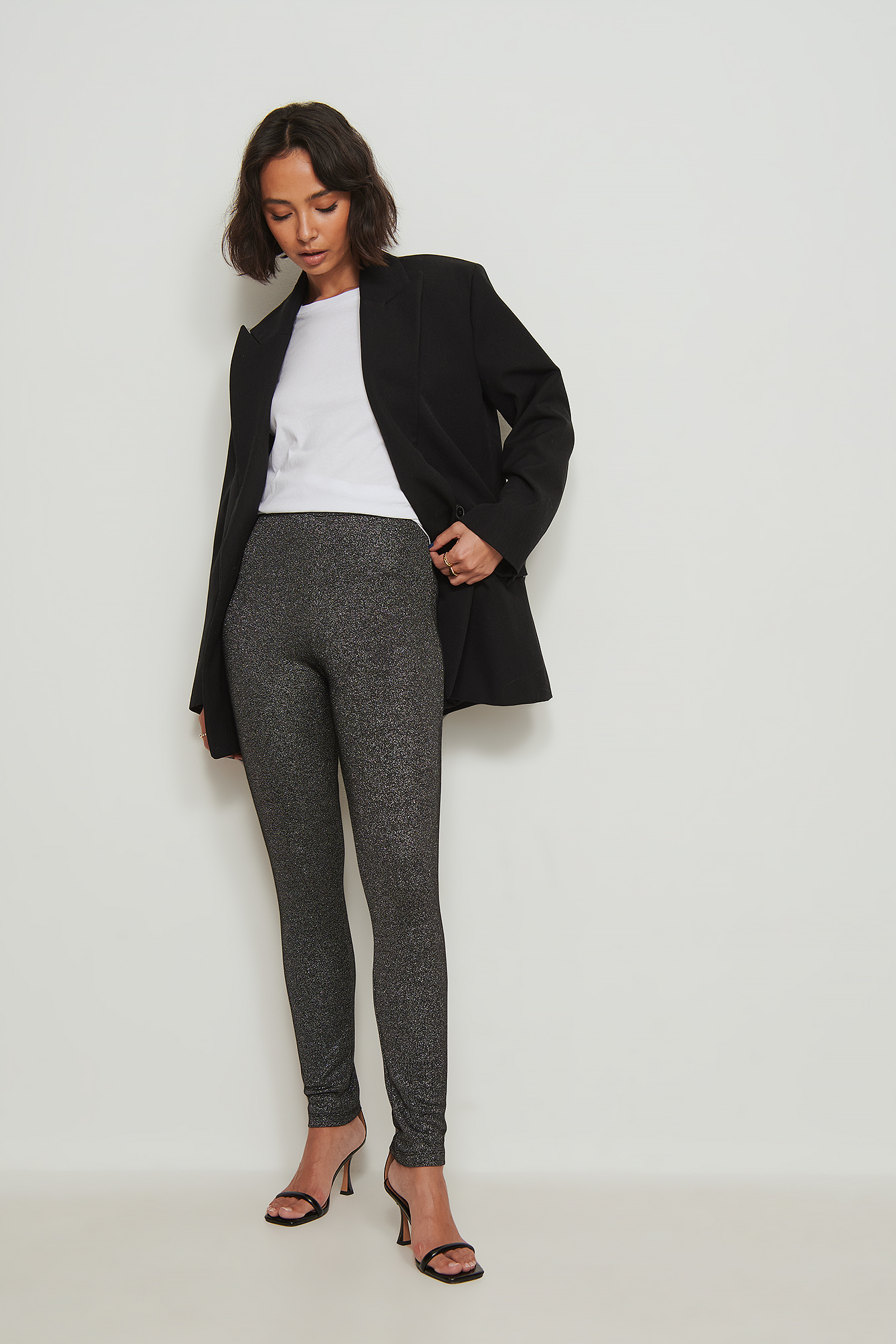 Glitter Leggings Black | na-kd.com