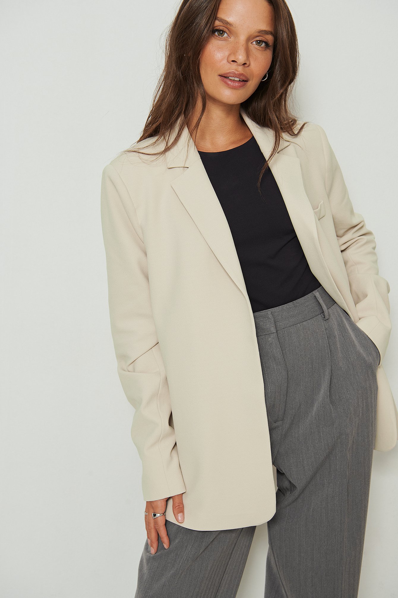 Recycled Side Slit Blazer Outfit