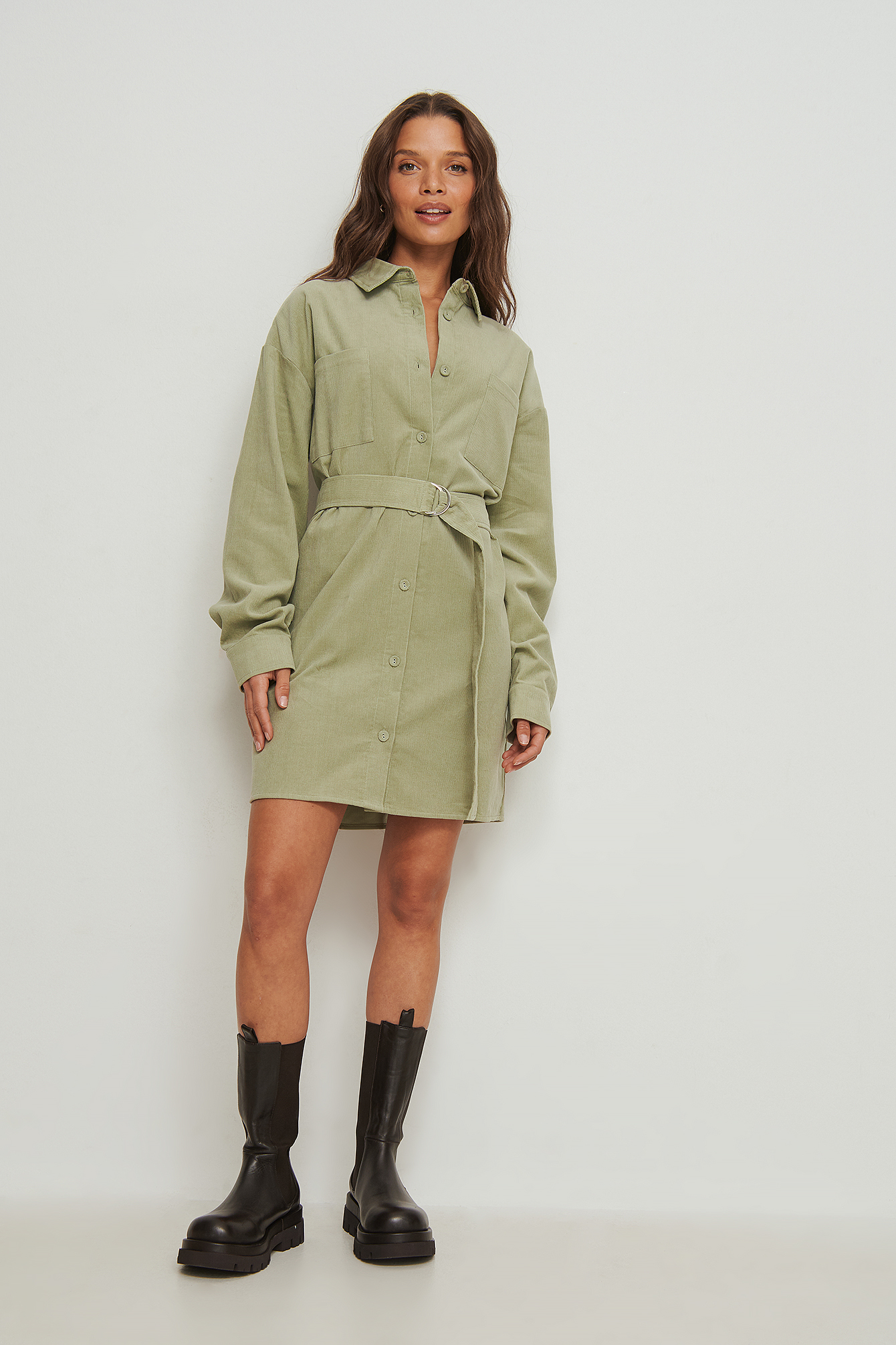 Corduroy Oversized Belted Dress_Outfit