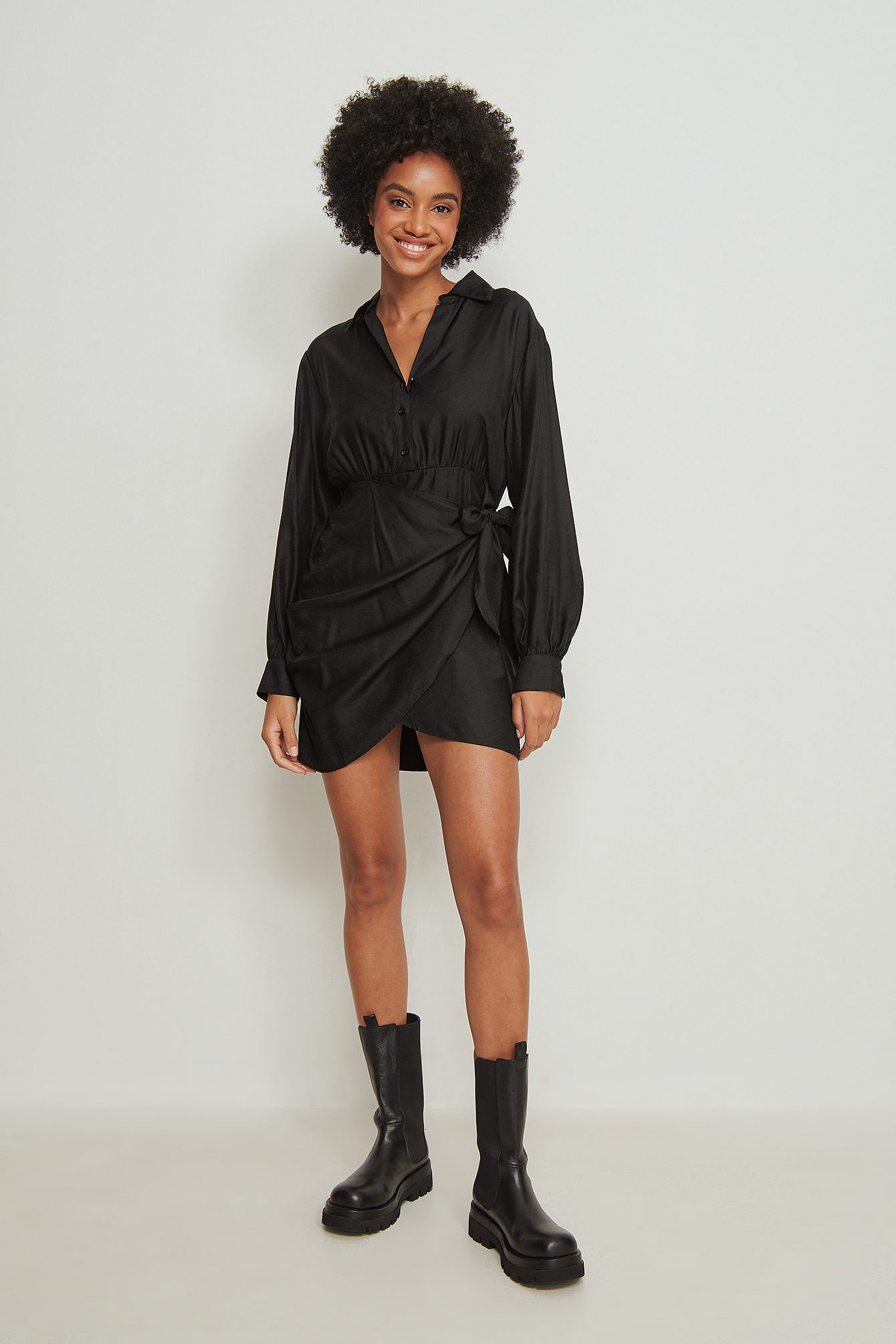 Tie Side Detail Mini Dress Black | na 