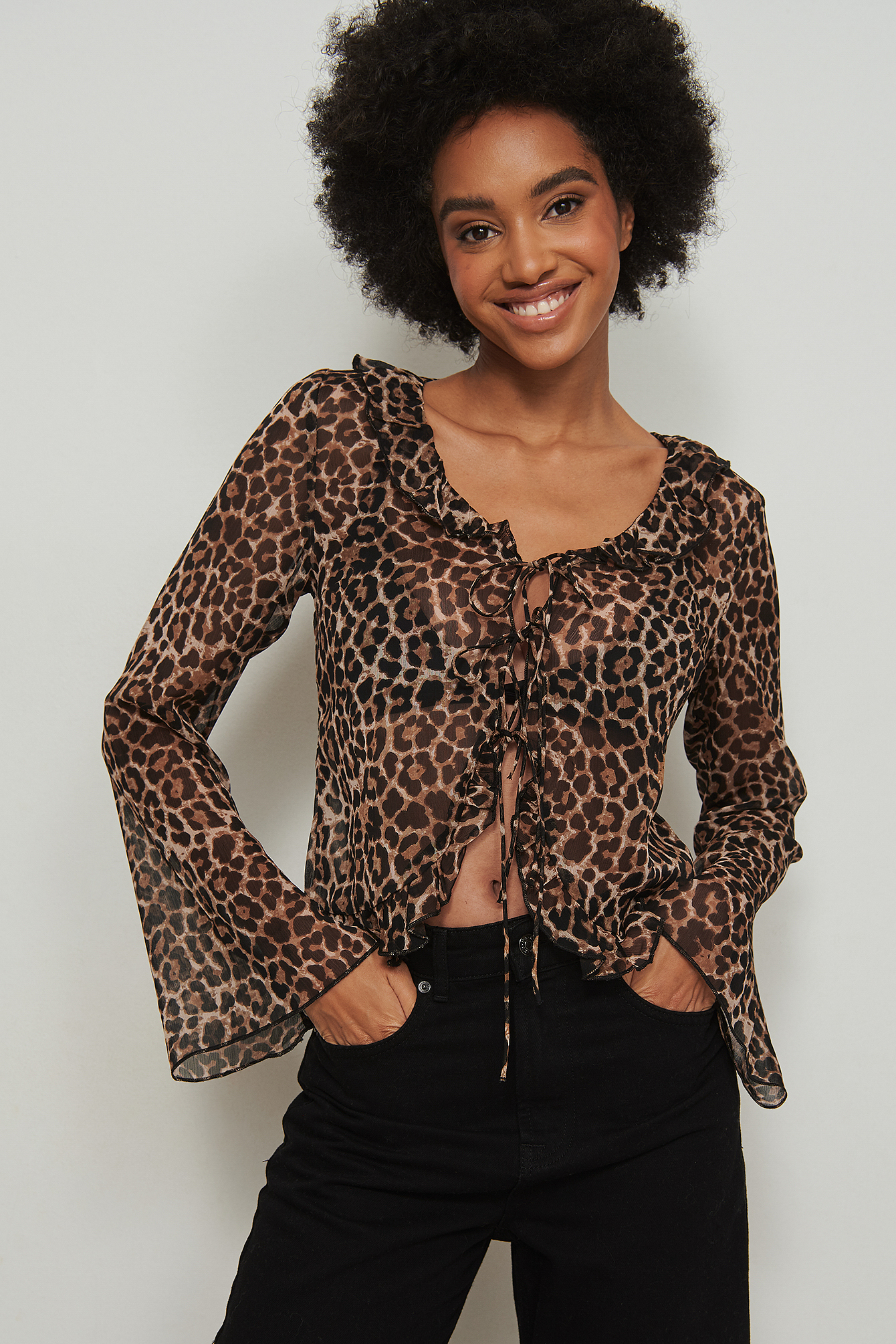 Recycled Chiffon Long Sleeve Blouse 