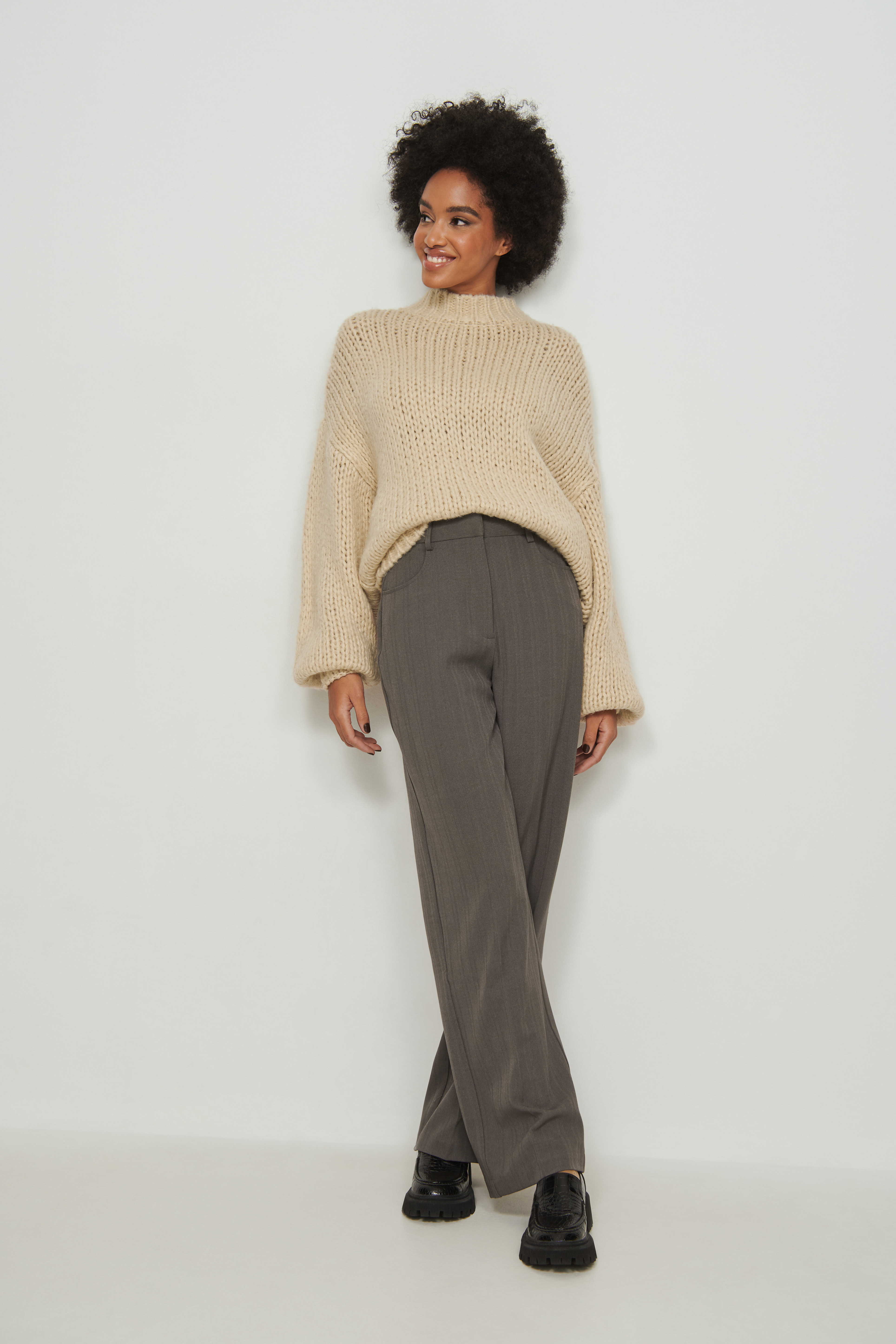 Chunky Long Oversized Sweater Beige