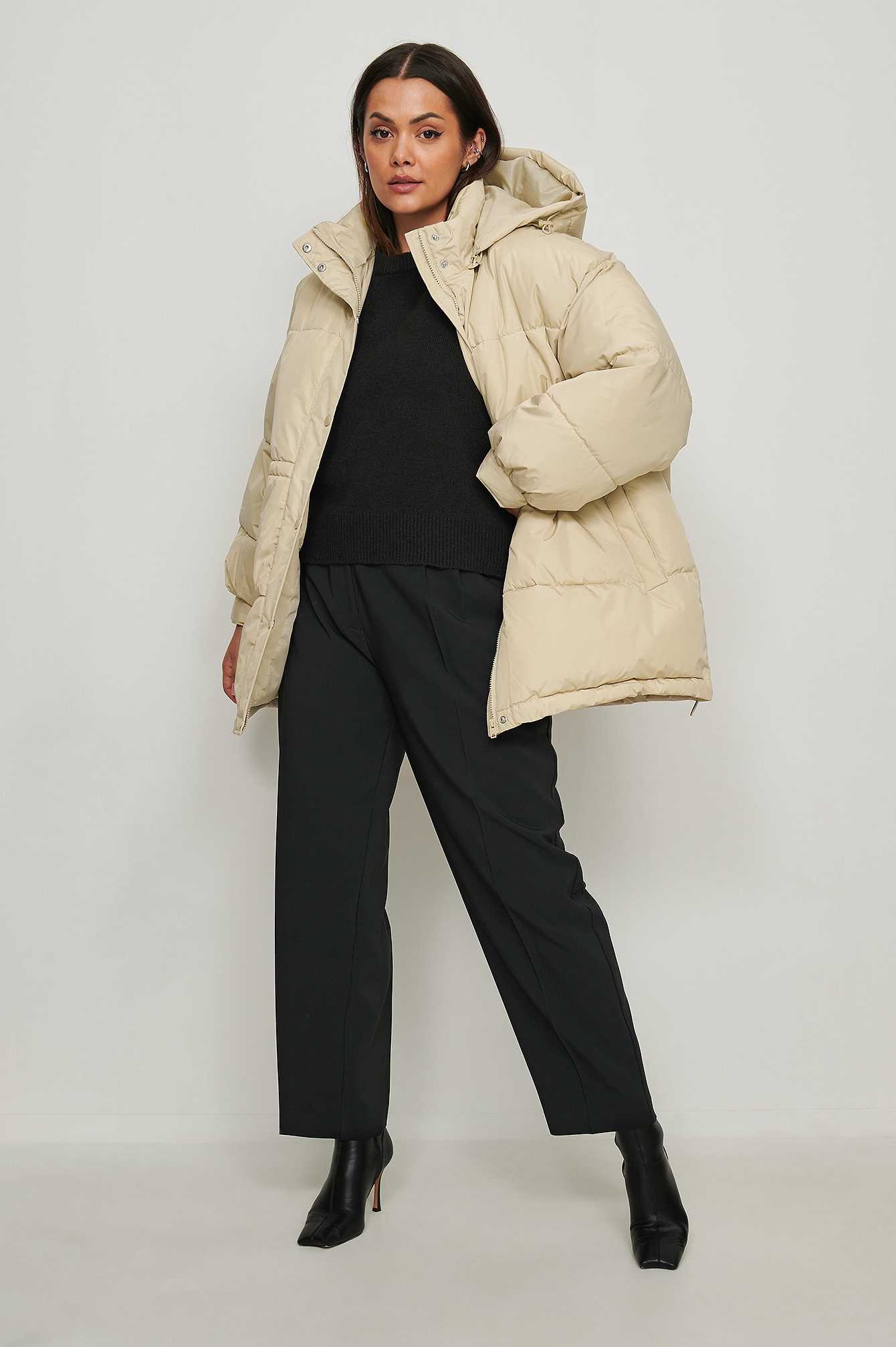 Recycled Waist Drawstring Padded Jacket 