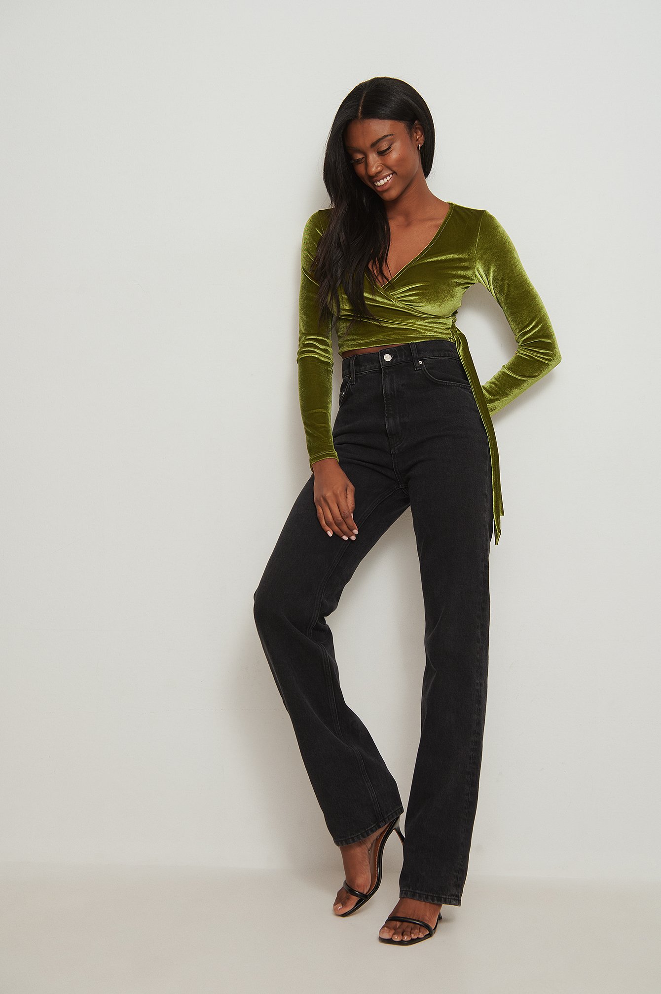 Wrap Velvet Top Green