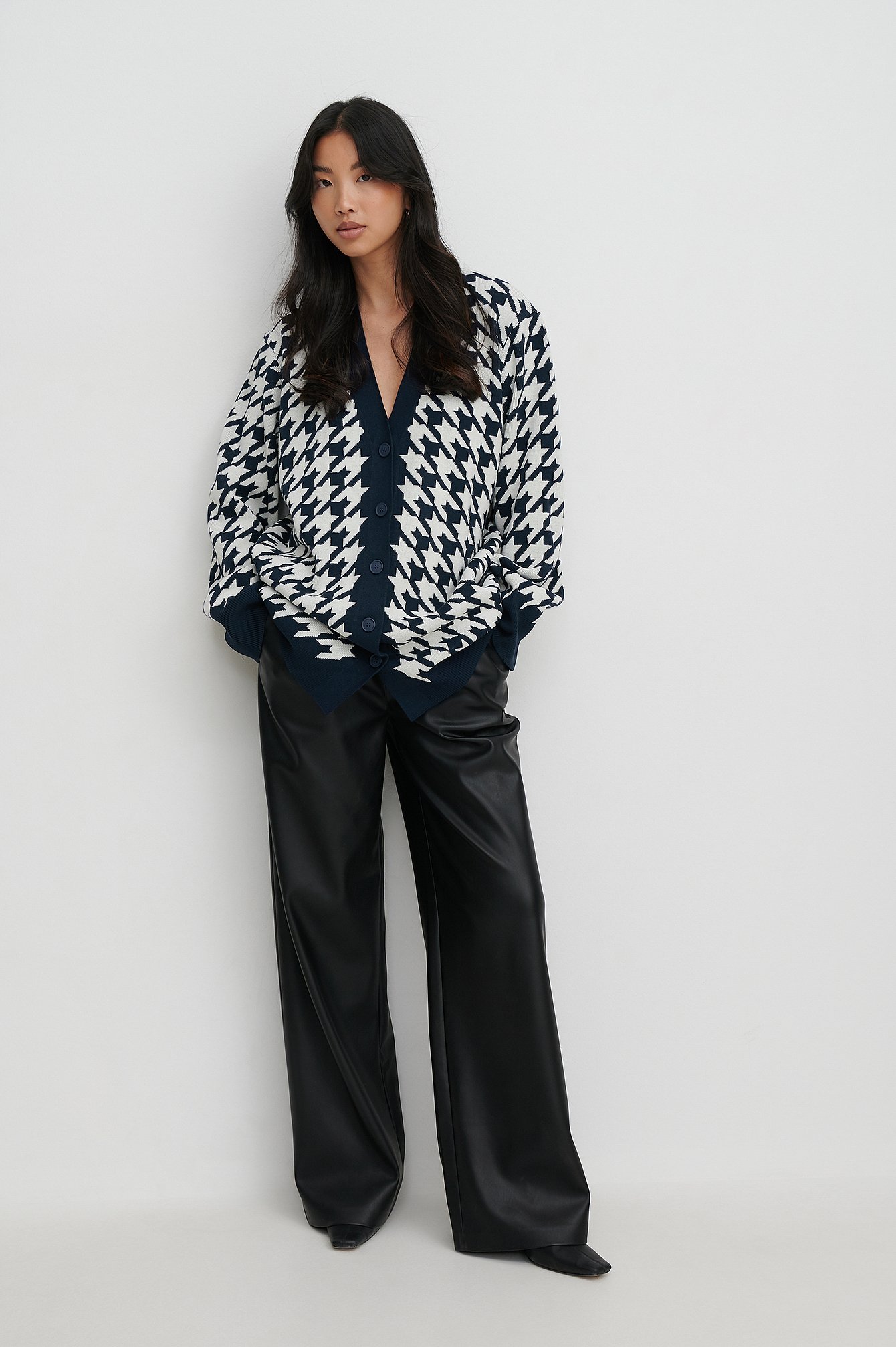 Houndstooth Long Cardigan Outfit.