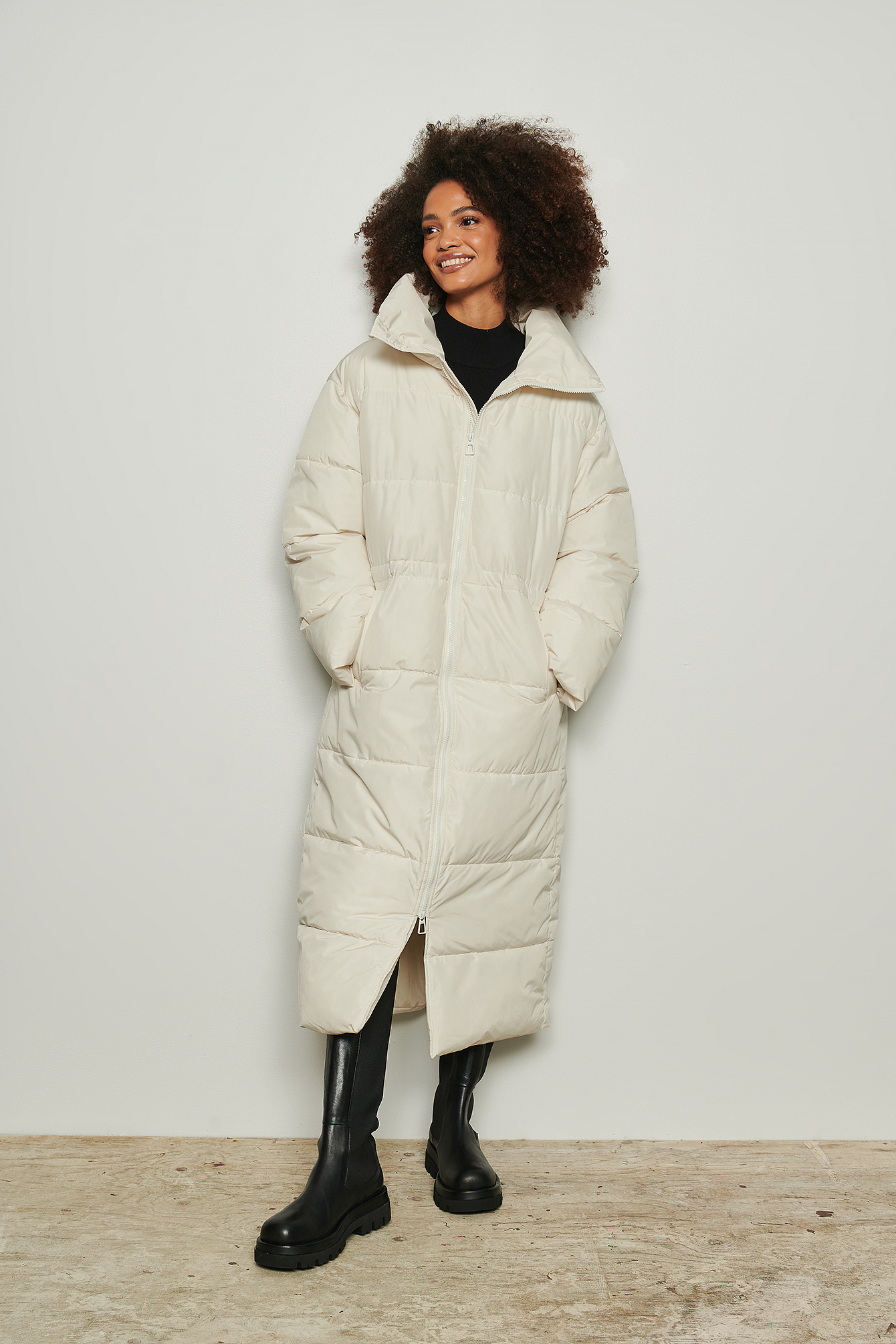 Oversized Long Puffer Jacket Offwhite 