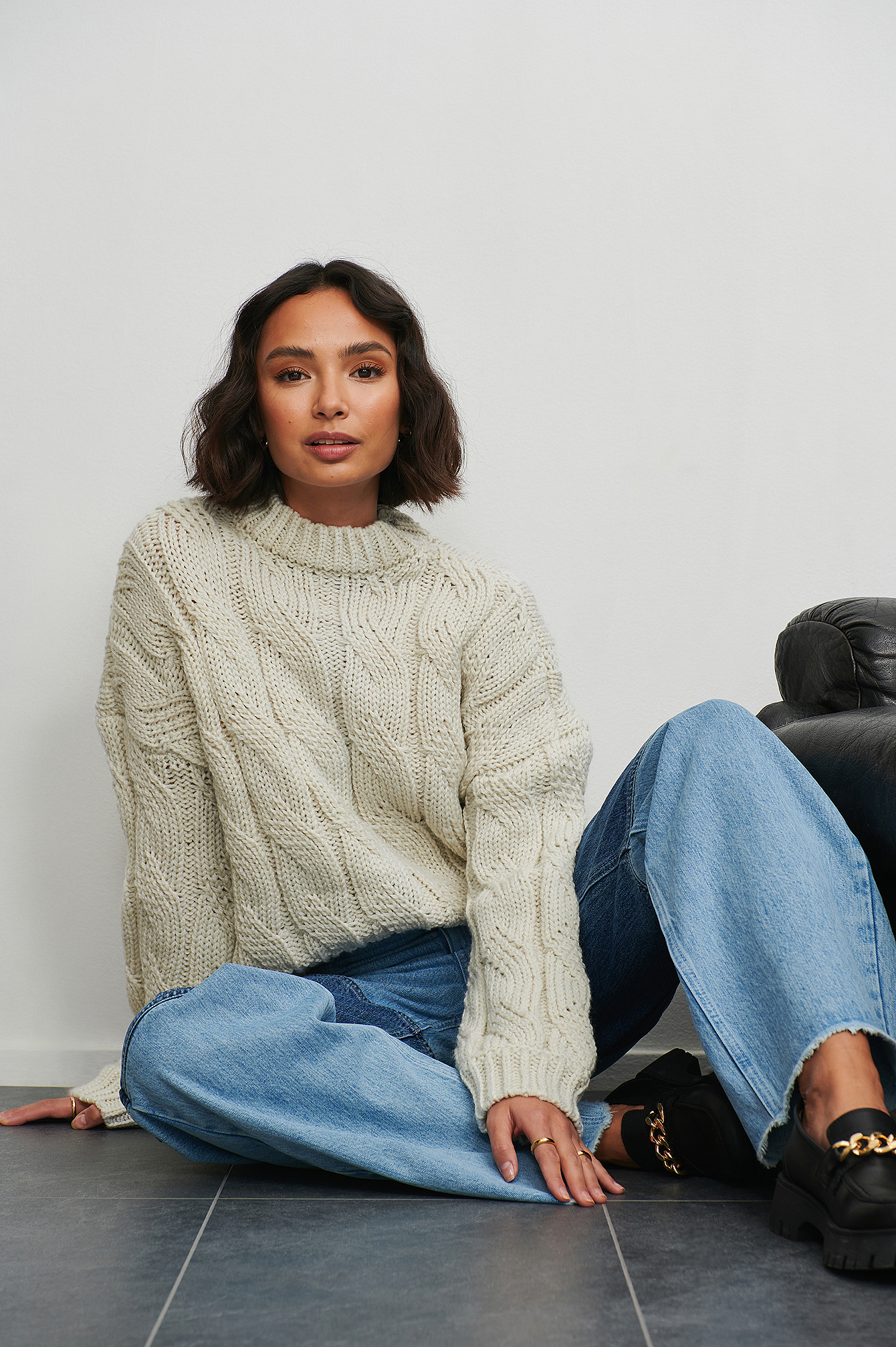 Chunky Knitted Jumper Offwhite | na-kd.com