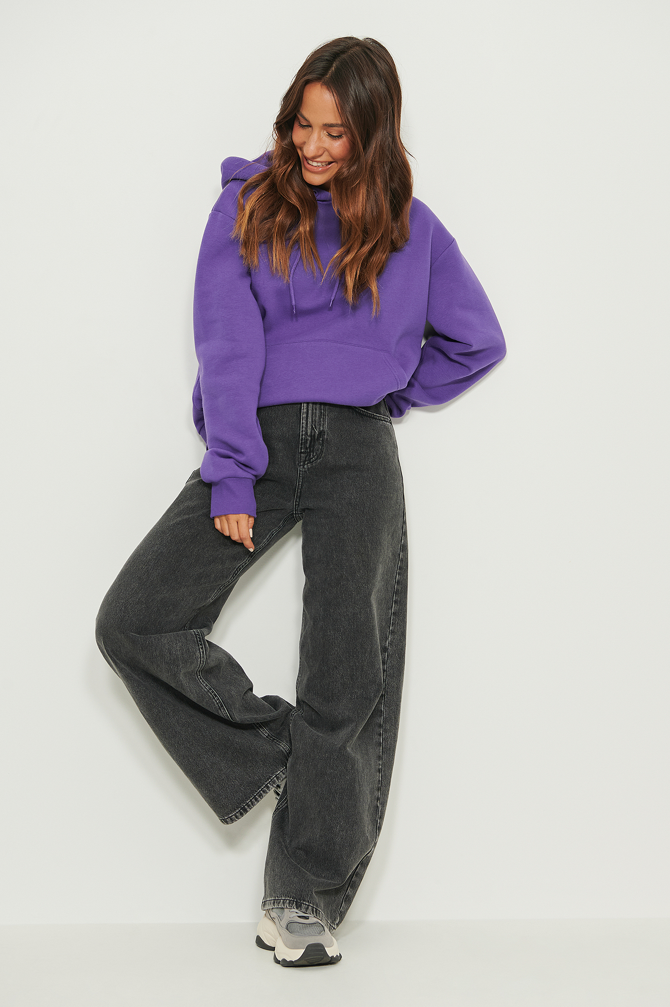 Oversized Brushed Hoodie Purple